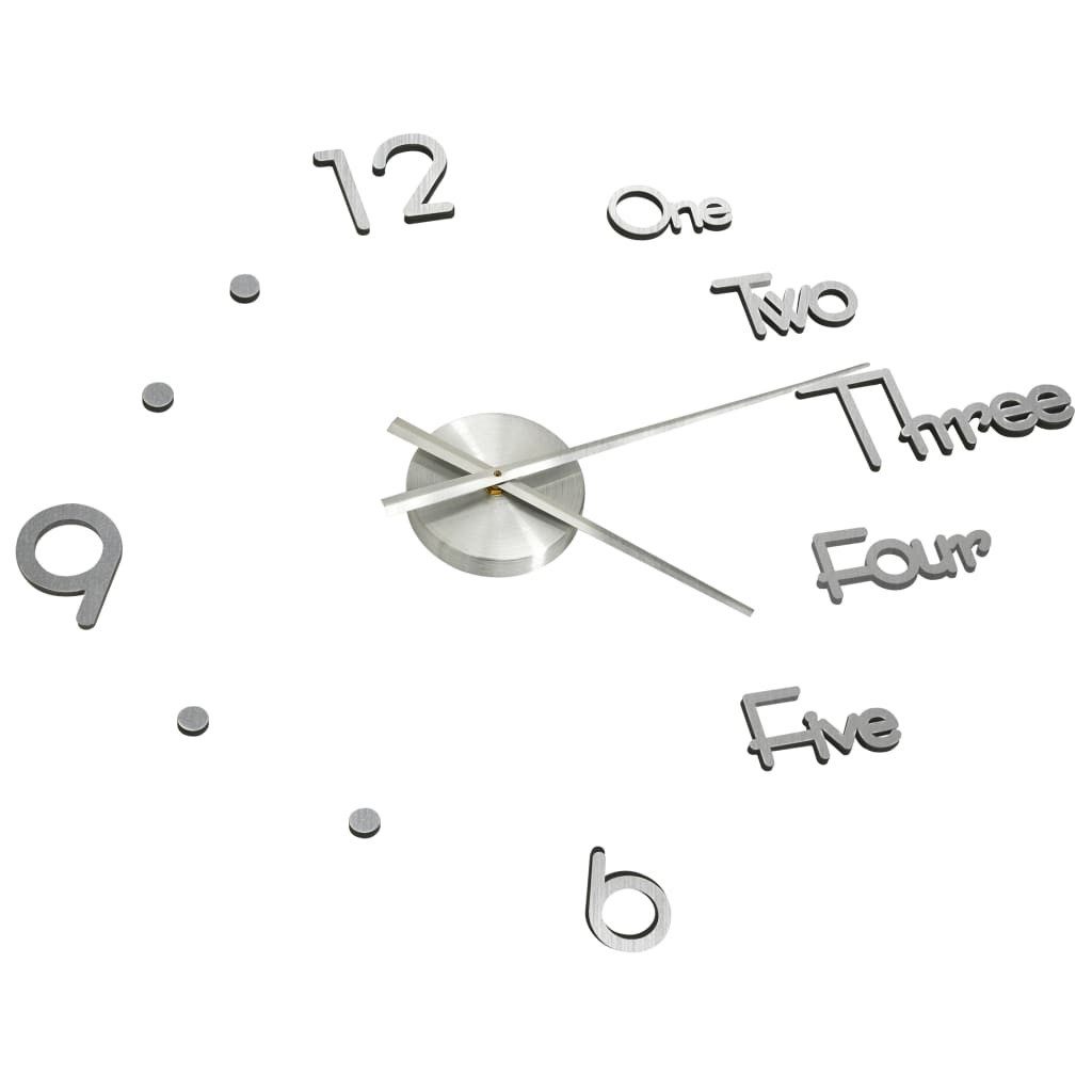 vidaXL Wanduhr 3D-Wanduhr Modernes Design Silbern günstig online kaufen