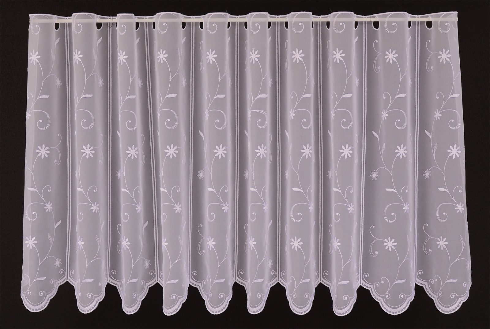 Gardinen Kranzusch Scheibengardine Voile mit feiner Blumenranke (1 St), Stangendurchzug, transparent, Stablöcher,transparent,verschiedene Höhen, Breiten