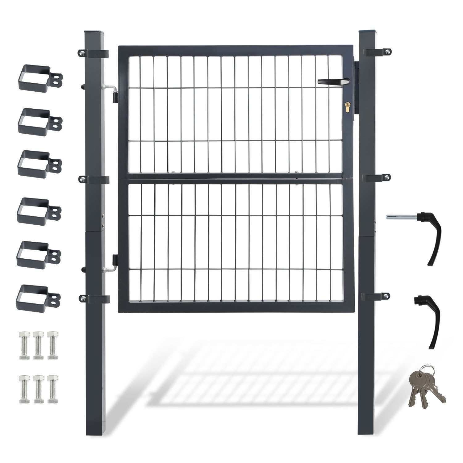 Clanmacy Gartentor 100CM Gartentor Doppelstabmatten Gartentor Anthrazit