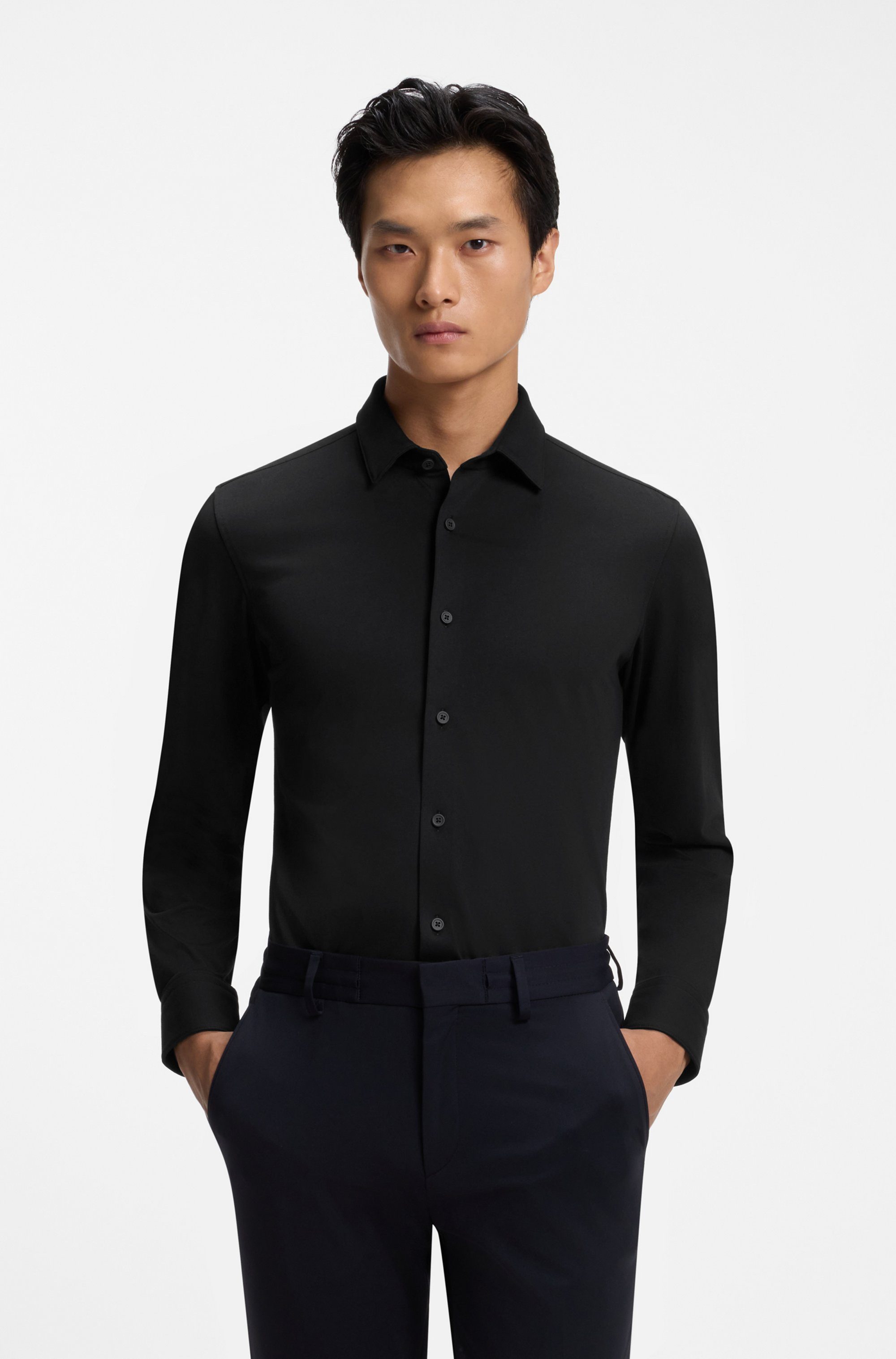 BOSS Businesshemd HANK Kentkragen, Slim Fit, Baumwoll-Mix mit Performance-Stretch