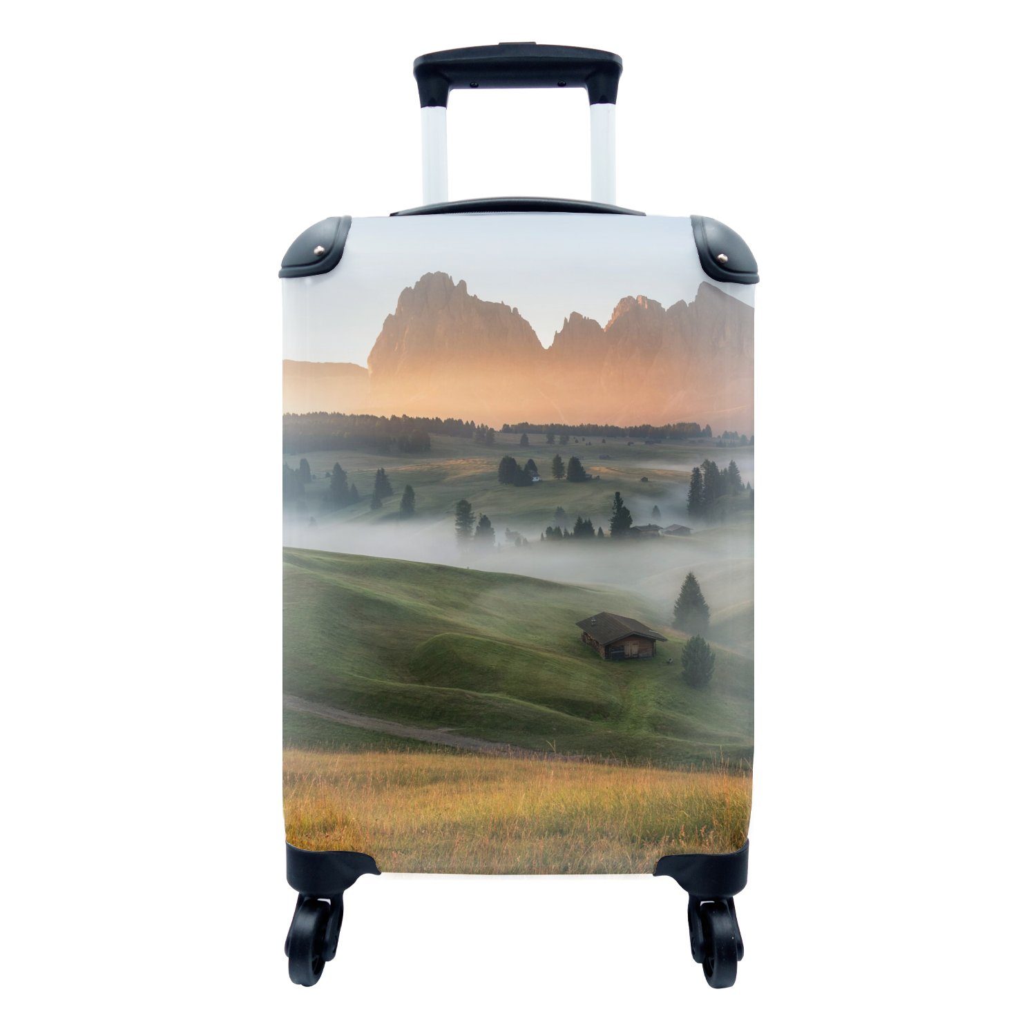 Trolley, Landschaft, Reisetasche - Berg Handgepäck mit Nebel - MuchoWow Ferien, 4 Handgepäckkoffer rollen, Reisekoffer für Rollen,