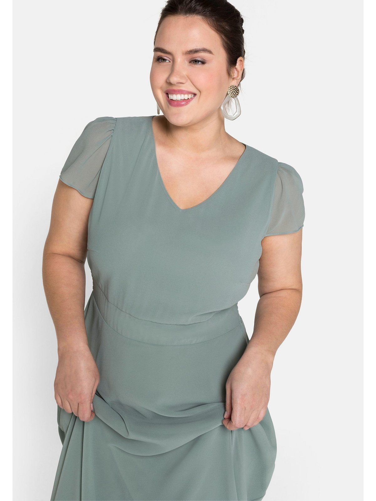 Sheego Abendkleid Große Größen mit Flügelärmeln
