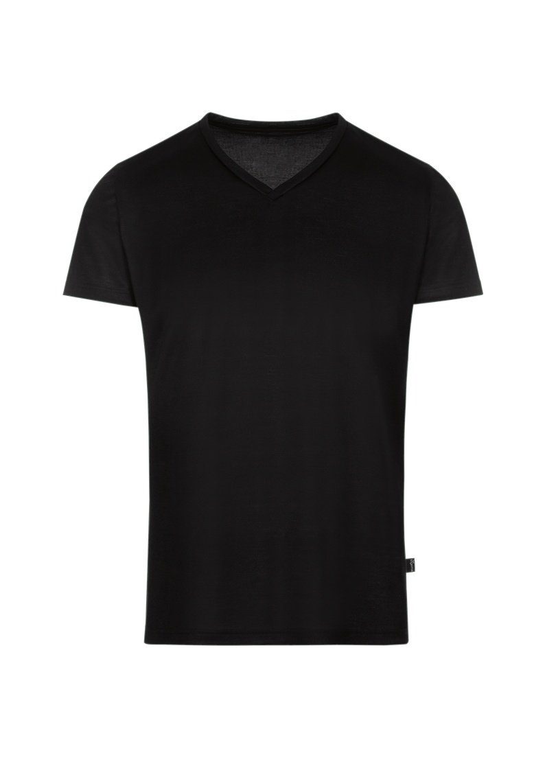 100% aus Lyocell V-Shirt schwarz Trigema T-Shirt TRIGEMA