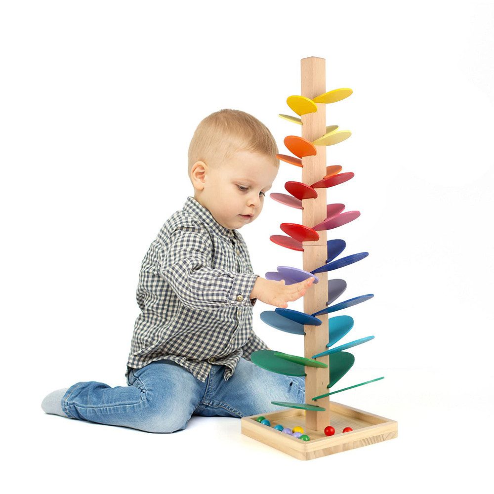 Flintry Spielzeug-Musikinstrument Montessori-Musikbaum aus Holz zum Laufen mit Murmeln ab 3 Jahren, Lernspielzeug mit Murmeln, Murmelspiel Klangpagode Spiel für kinder