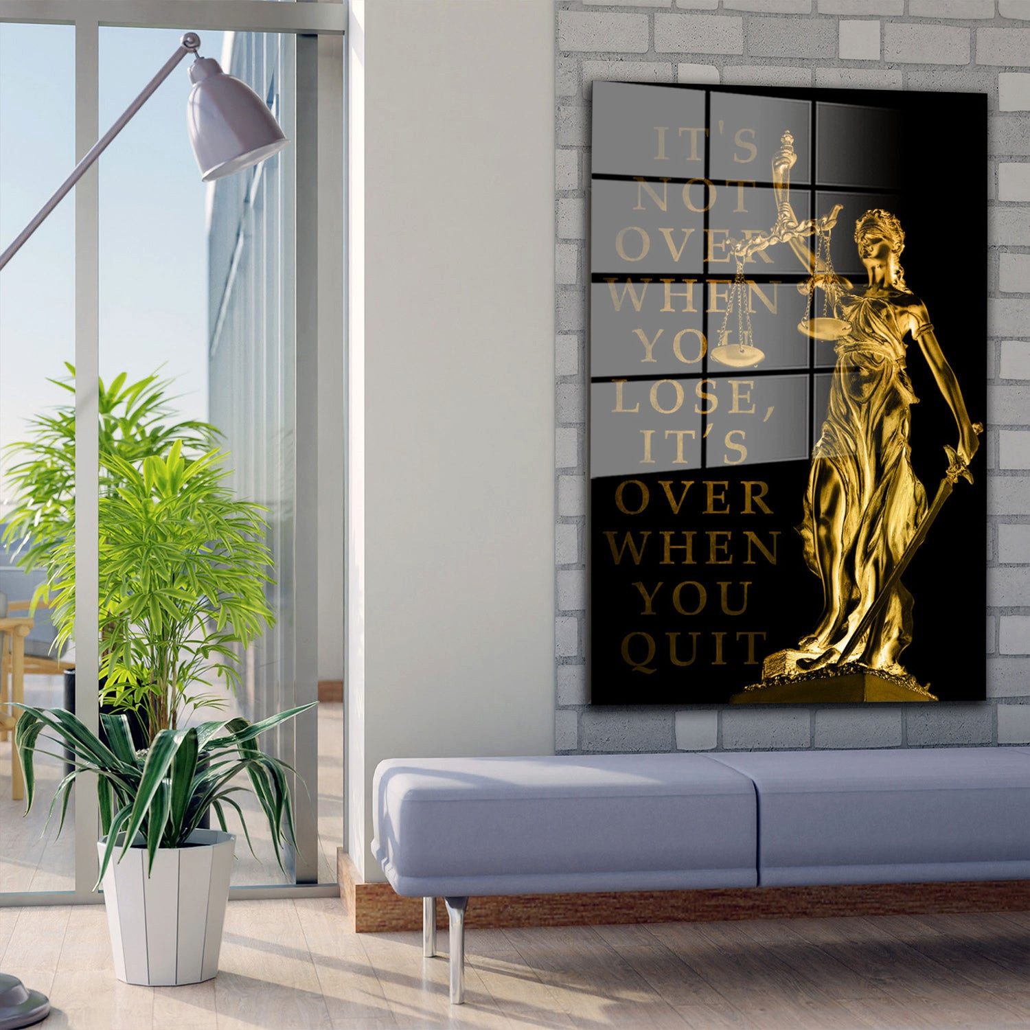 Artedinoi Acrylglasbild Justitia It Is Not Over When You Lose, It Is Over When You Quit Acrylg