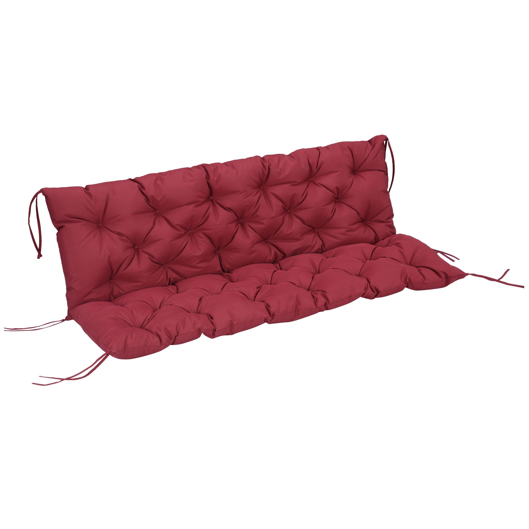 Outsunny Bankauflage 3 Sitzer, 150x98x8 cm, Bankkissen mit Bändern, Sitzkissen, (Set, 1 St., 1 Sitzkissen), für Gartenmöbel, Fensterbank Sitzbank, Hollywoodschaukel, Rot