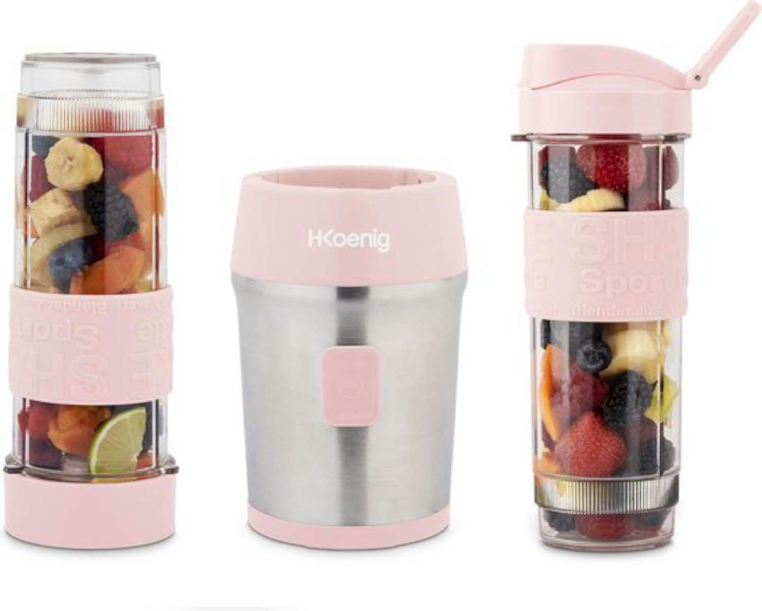 H.Koenig Smoothie-Maker SMOO12 Mini Standmixer, rosa, 300 W