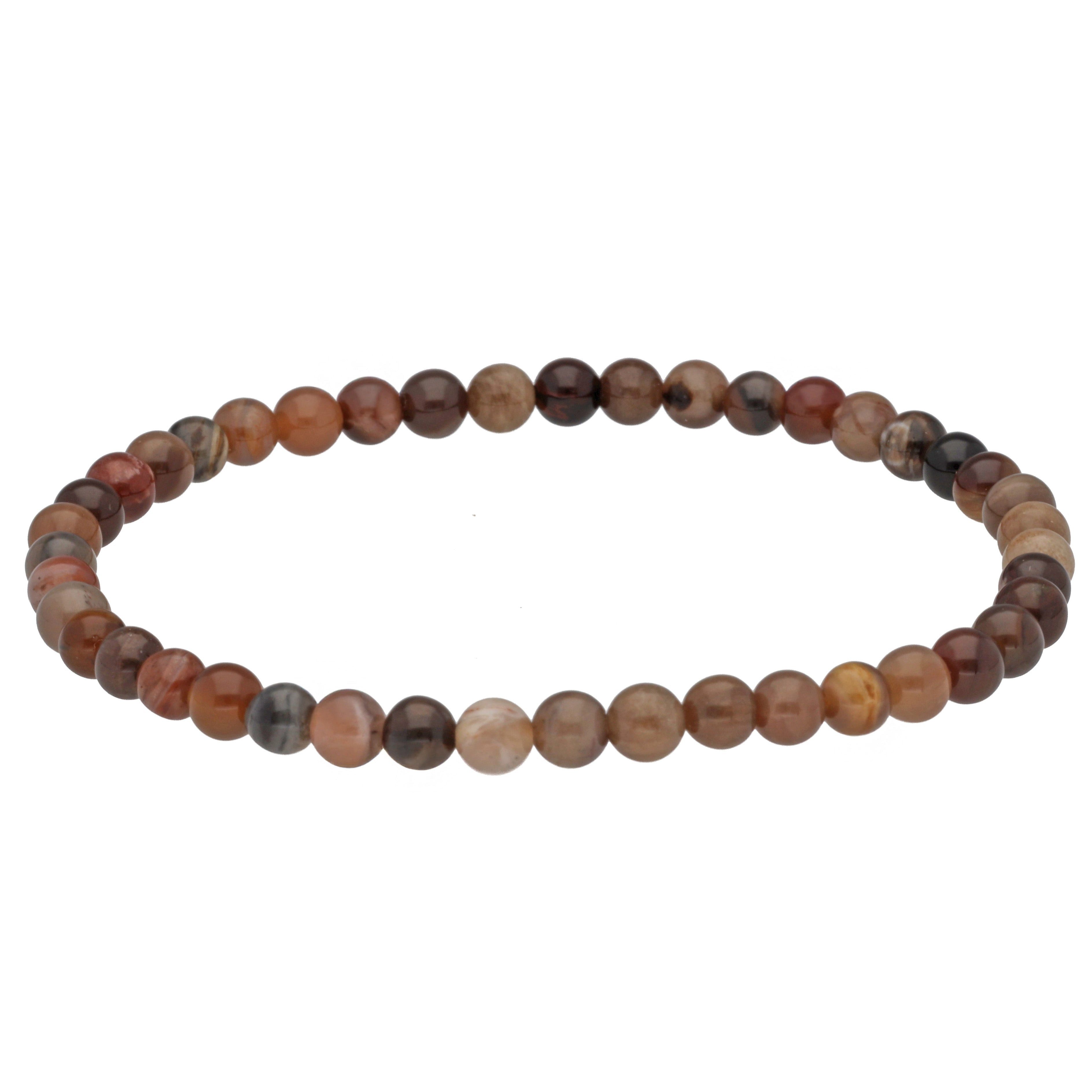 Lebensquelle Plus Armband Versteinertes Holz Mini-Kugelarmband, 4 mm