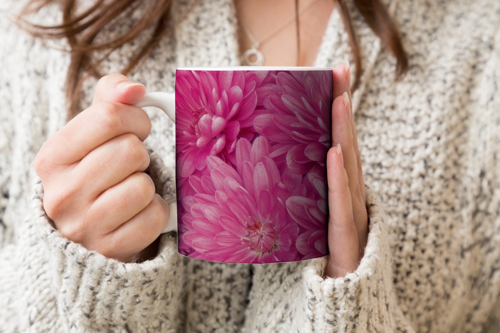 Chrysantheme, rosa Geschenk Keramik, MuchoWow Tasse Becher, Kaffeetassen, Teetasse, Blühende Teetasse,