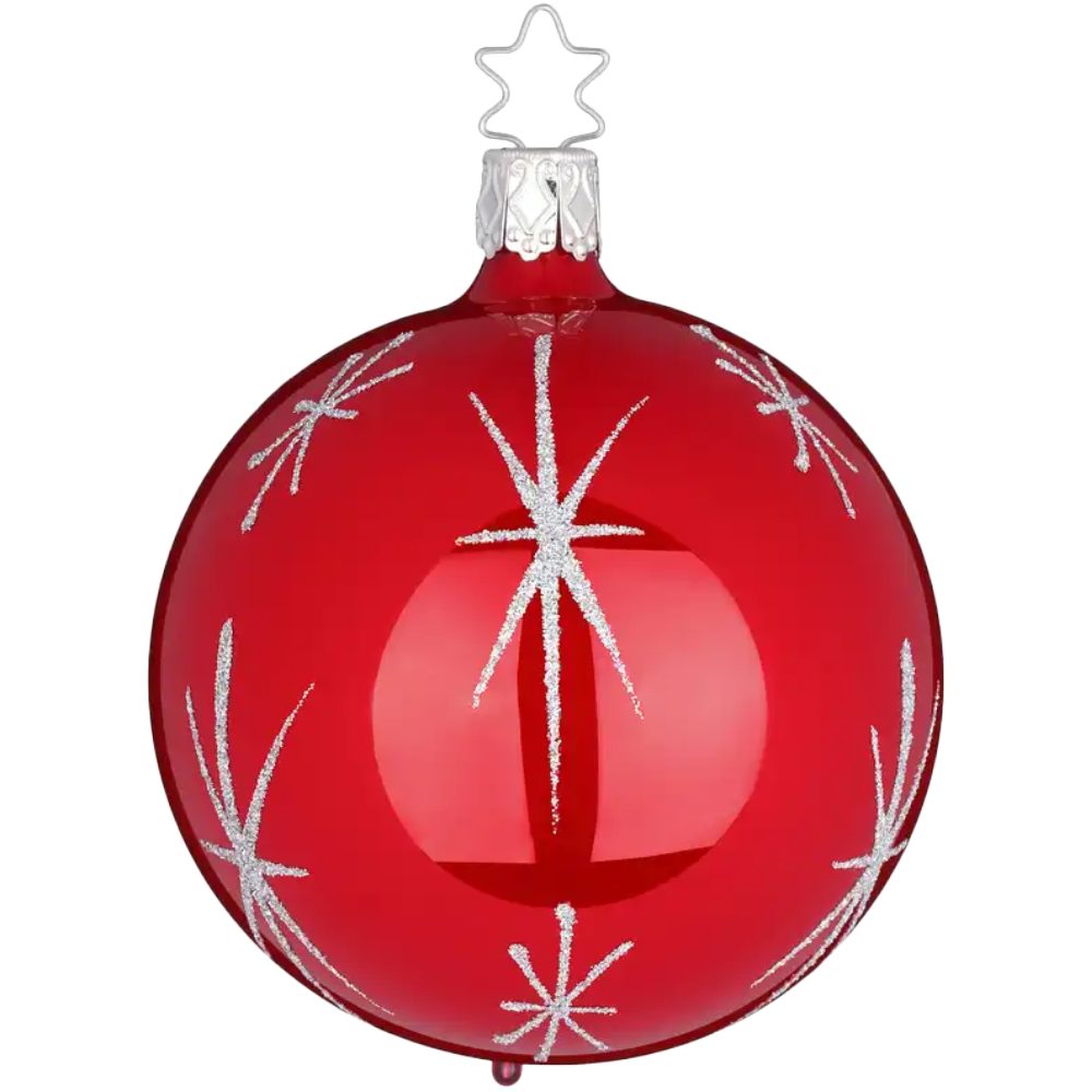 INGE-GLAS® Weihnachtsbaumkugel Christbaumkugel Sternentanz Rot opal Ø 8cm Inge-Glas (1 St), mundgeblasen, handbemalt
