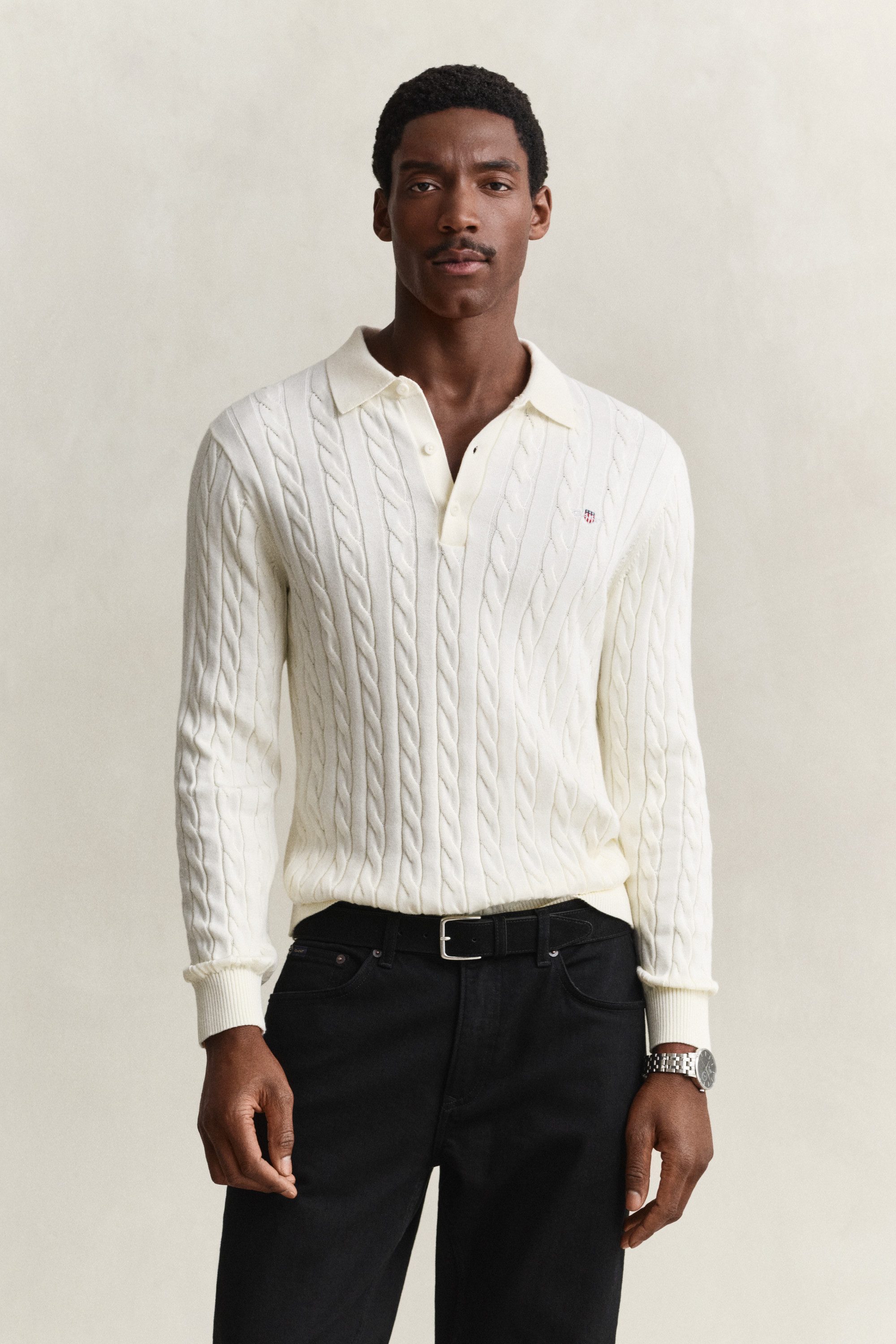 Gant Polokragenpullover COTTON CABLE POLO Regular fit mit Polokragen