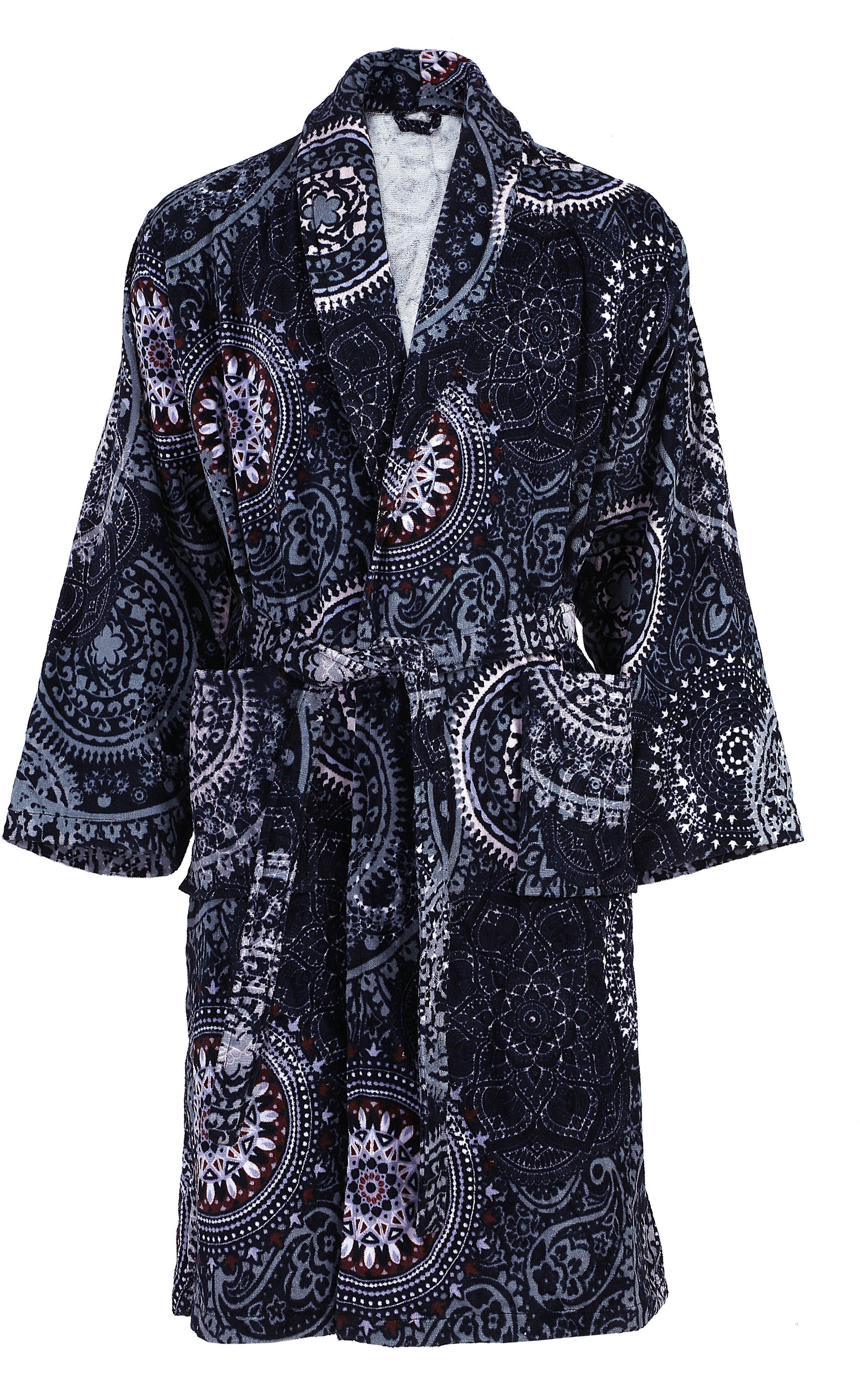 Kenda Sand Bademantel Medley 125, Midilänge, Baumwolle, Schalkragen, Gürtel, bequem, Wohlfühlqualität, mit Gürtel