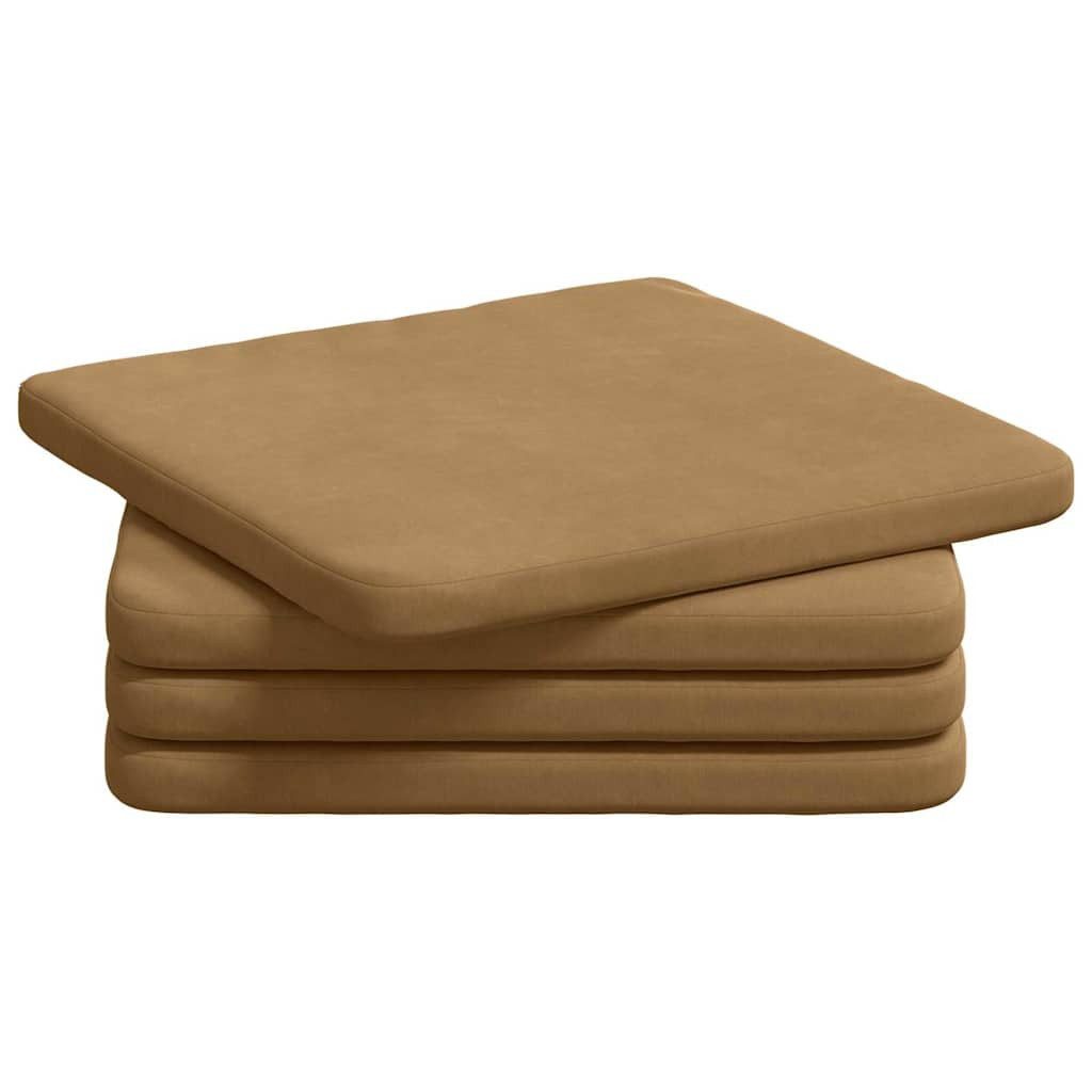 vidaXL Sitzauflage Sitzkissen 4 Stk. Samt Braun 40 x 40 x 3 cm, (4 St)