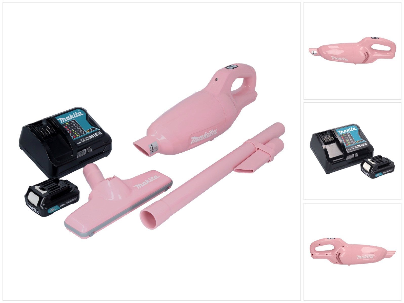Makita Akku-Handstaubsauger CL 108 FDSAP Akku Пылесосы 12 V 0,6 L pink + 1x Akku 2,0 Ah + Lade