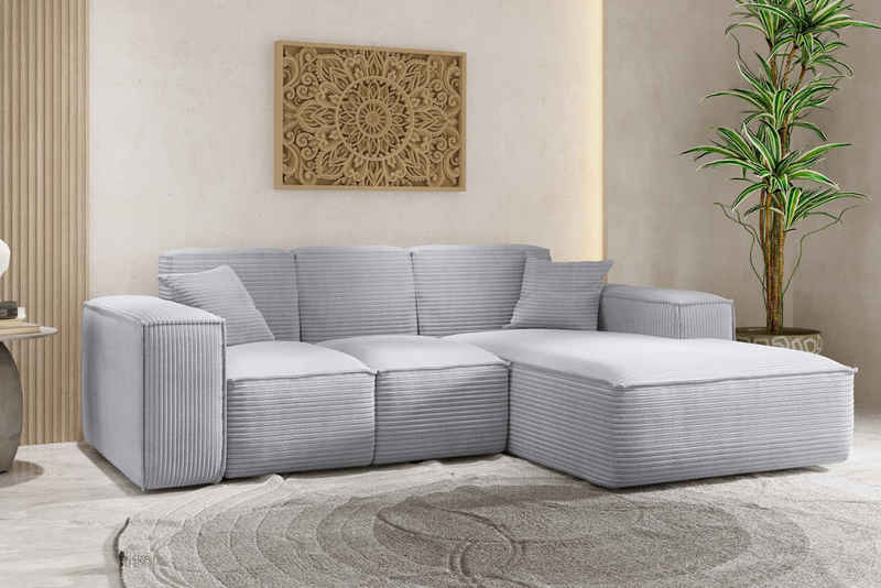 Kaiser Möbel Ottomane Ecksofa, Eckcouch L form, Wohnzimmer Couch SIENA stoff Poso, mit Relaxfunktion