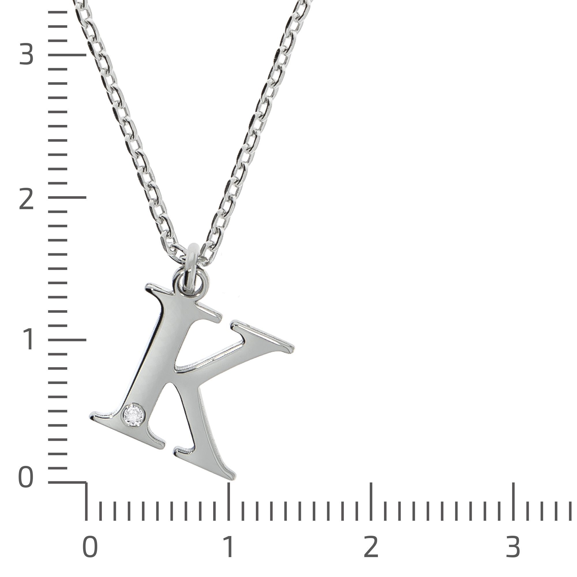 Diamonds by Ellen K. Kette mit Anhänger Silber 925 mit 1x Diamant 0,008ct. Buchstabe K