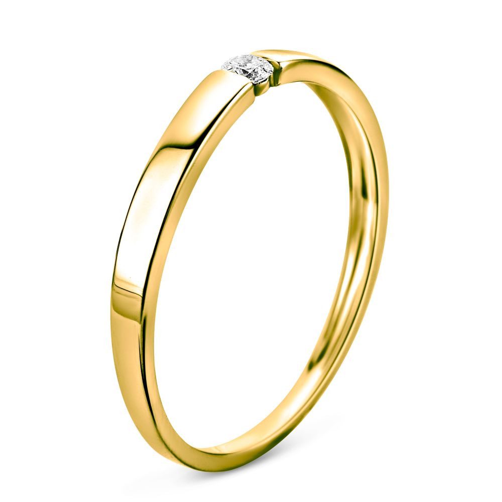 Miore Diamantring MIN924R - aus 9 Karat Gelbgold (375) mit 0,05 Karat Solitär Diamant, Ringabmessungen Breite 2mm Höhe 1,5mm
