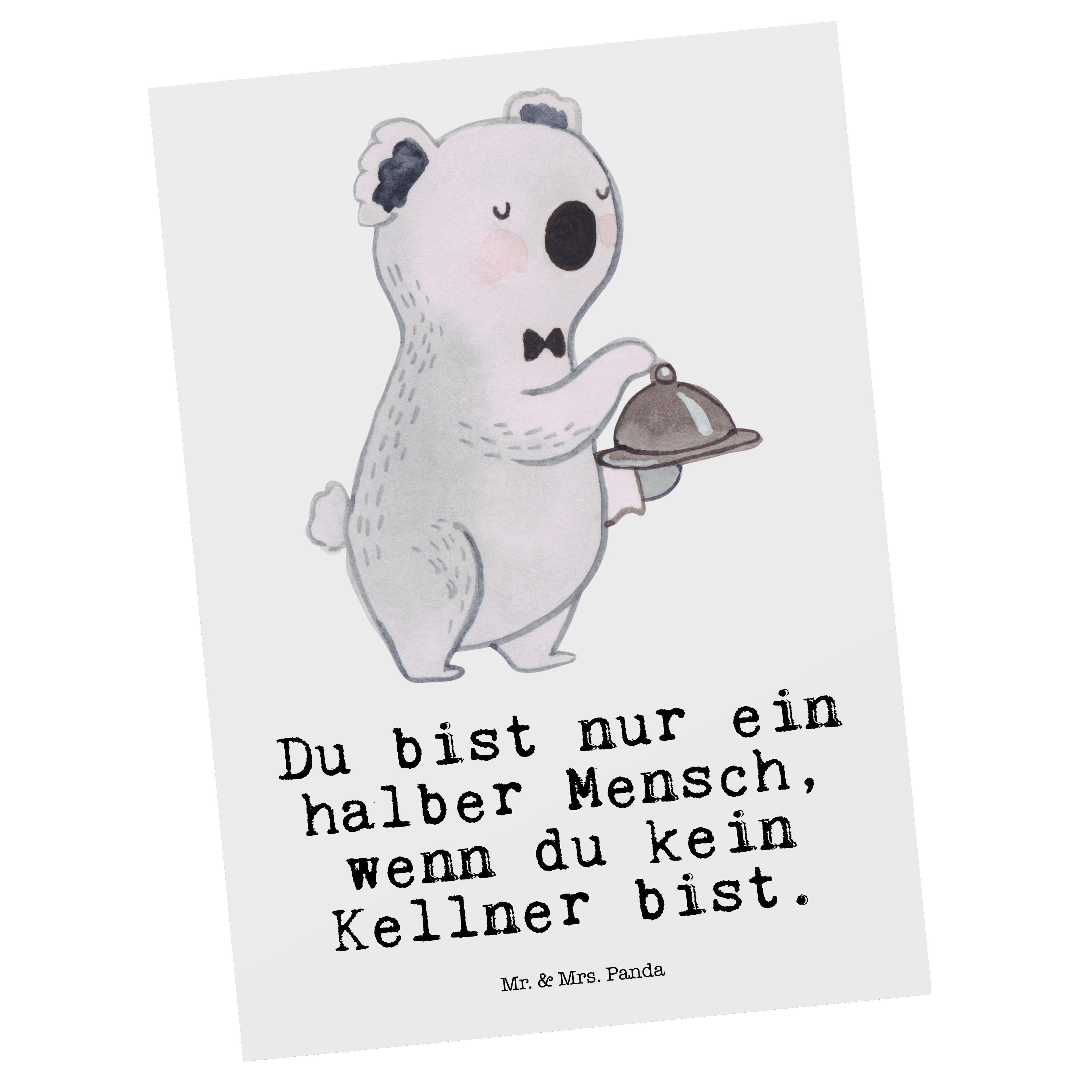 Restaurant mit Dankeschön, Weiß - Geschenk, - Herz Panda Jubiläum, & Mr. Kellner Postkarte Mrs.