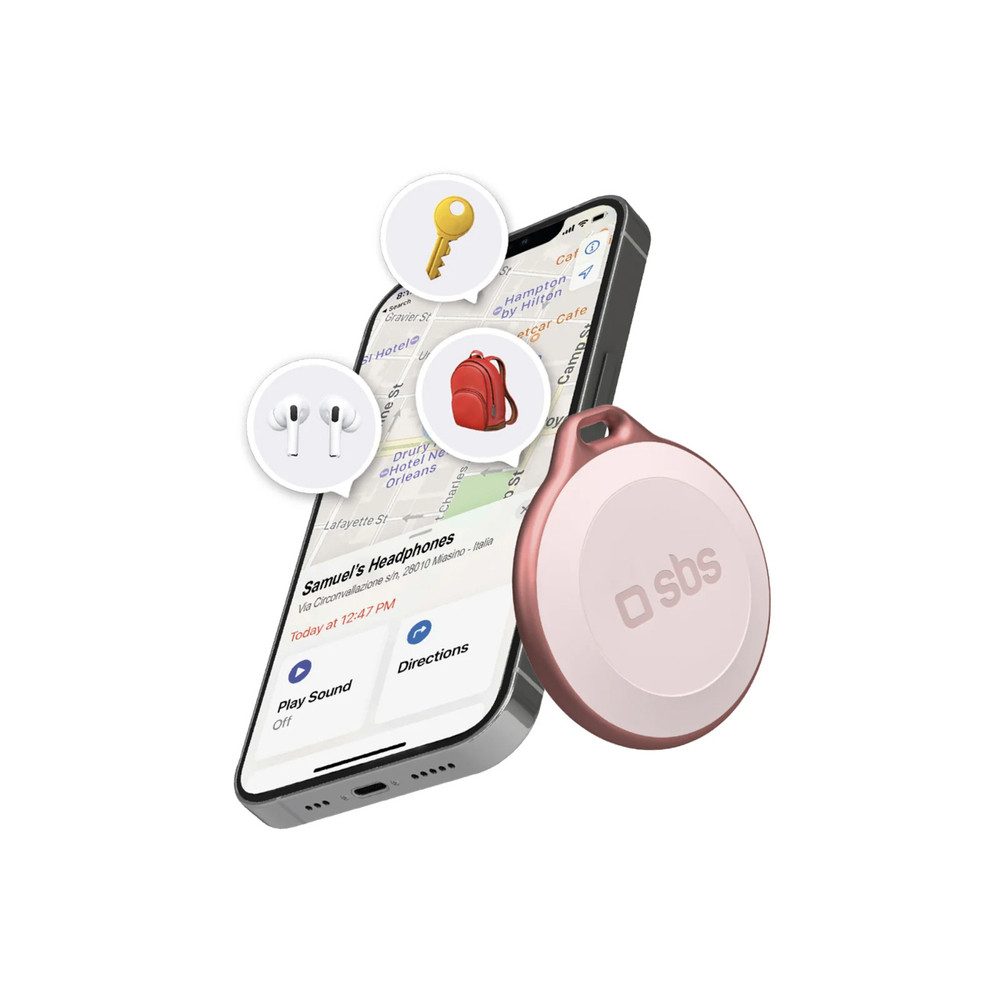 sbs Track Schlüsselfinder Taschenfinder Ortungsanhänger, Apple Find My, IP65, 100 dB, Schlüsselöse