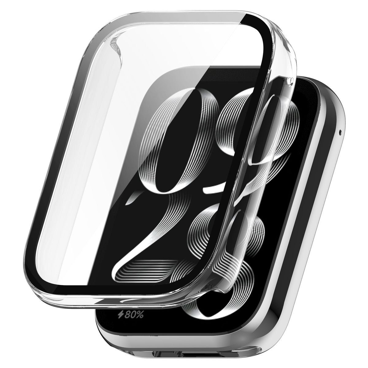 Wigento Smartwatch-Hülle Für Xiaomi Mi Band 8 Pro Kunststoff Hülle + H9 Schutzglas Transparent