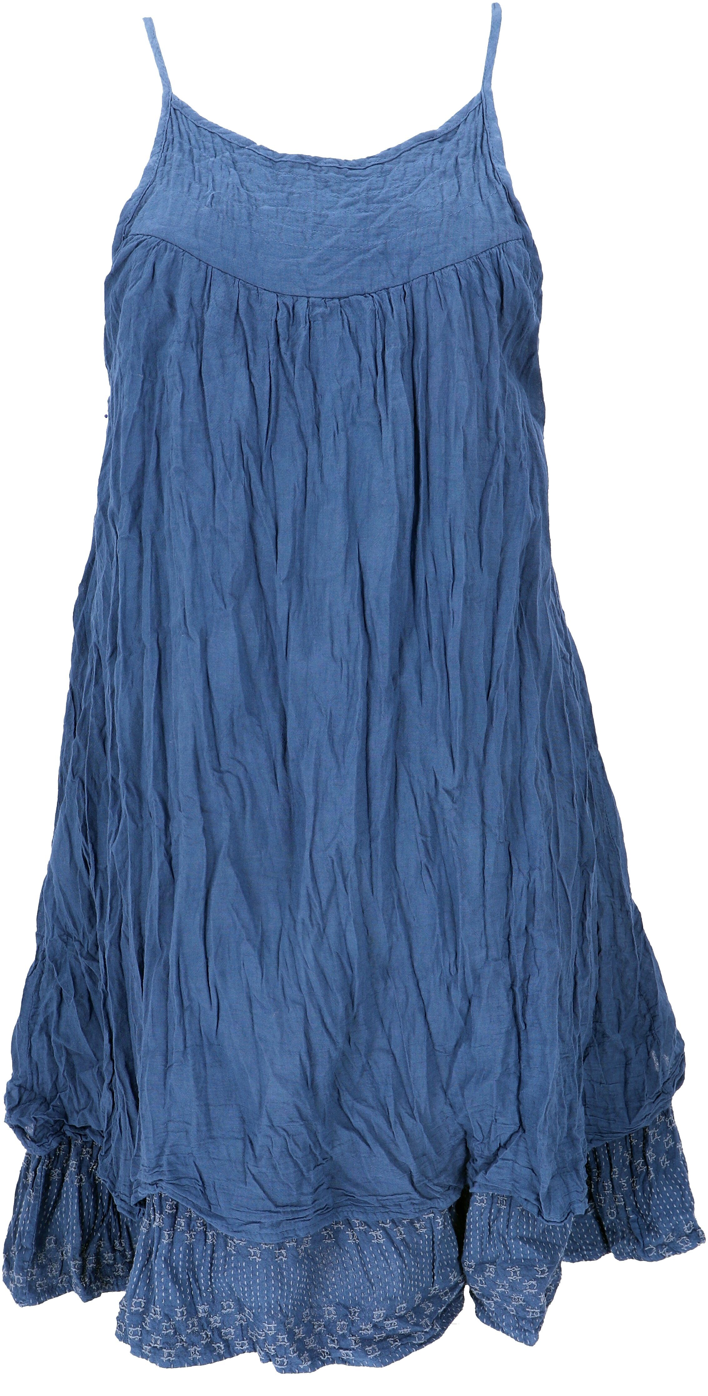 Guru-Shop Midikleid Boho Krinkelkleid, Minikleid, alternative Sommerkleid,.. Bekleidung blau
