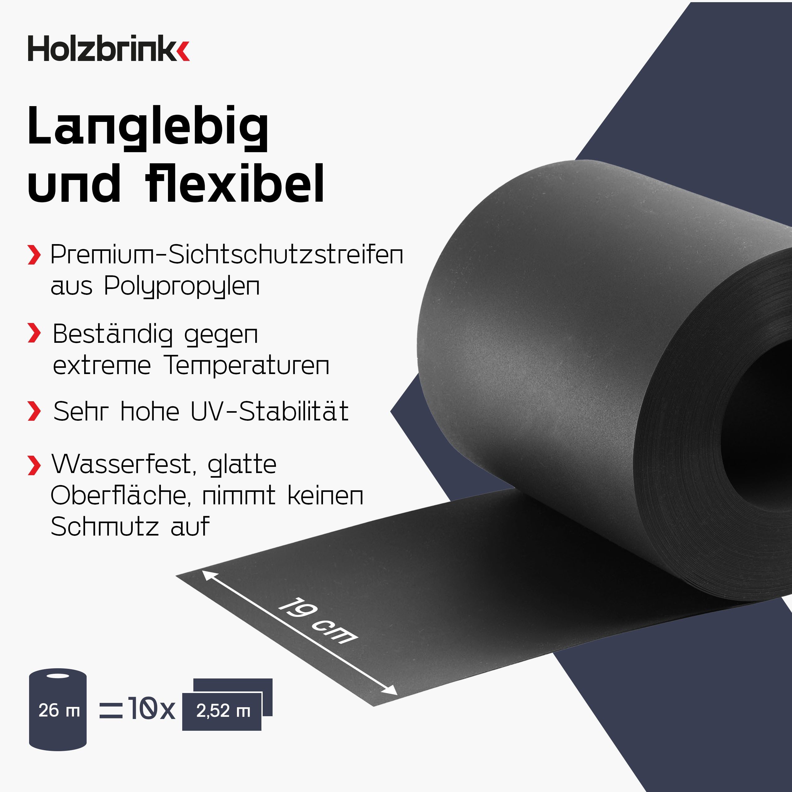 HOLZBRINK Sichtschutzstreifen aus PP für Doppelstabmattenzaun19 günstig online kaufen
