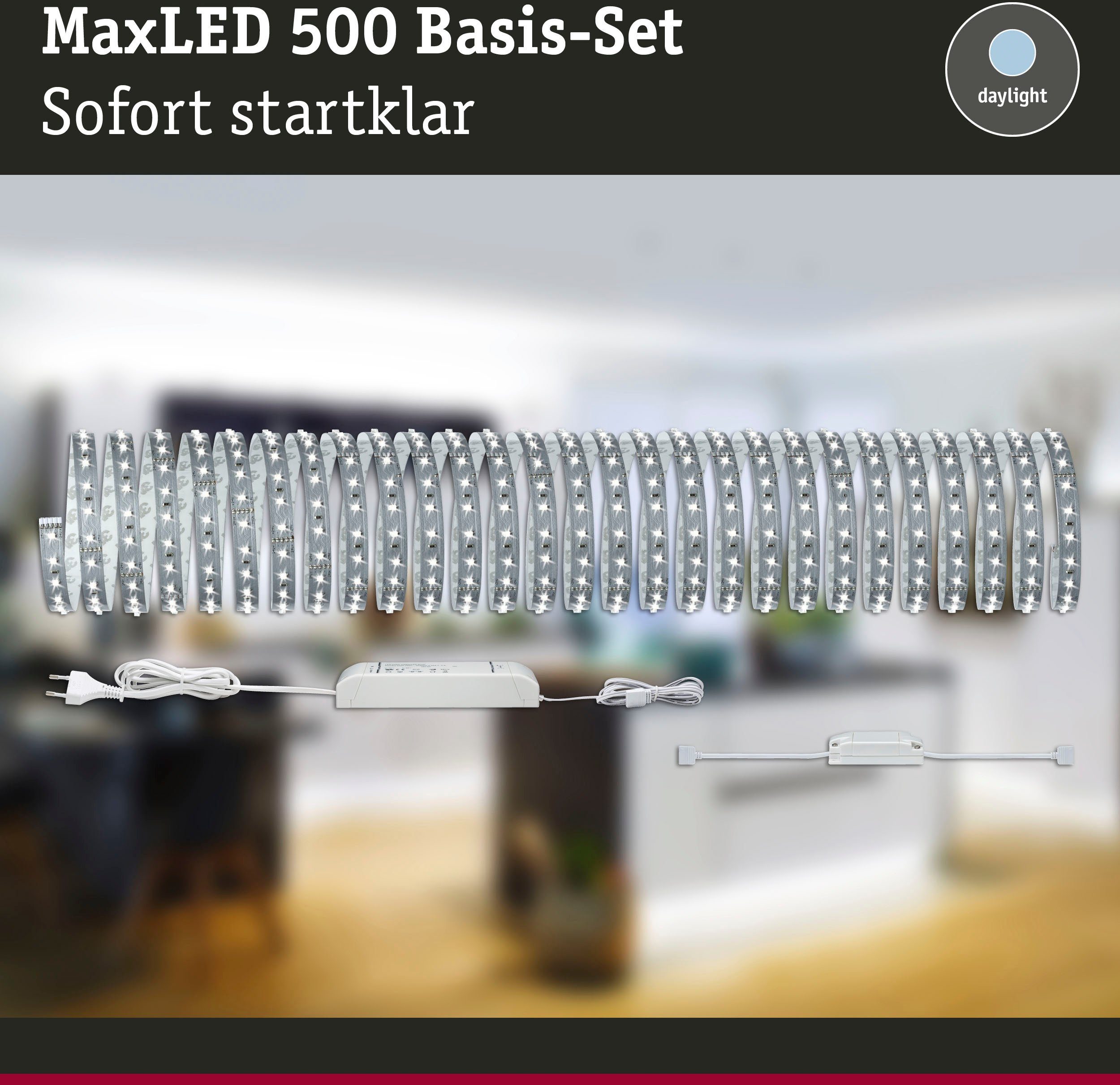 500 Paulmann Basisset Tageslichtweiß 1-flammig, 10m 550lm/m MaxLED Smart Basisset 50W LED-Streifen 6500K, Home