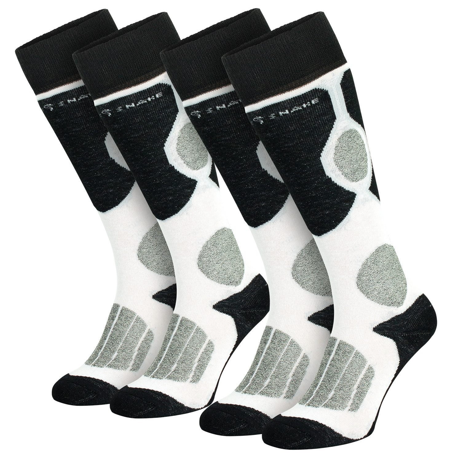 Black Snake Skisocken Thermo-Funktionssocken mit Wollanteil für Damen und Herren beim Ski (Socken-Set, 2-Paar, Schwarz/Weiß 35/38) mit Komfortpolsterung und atmungsaktiver Klimasohle für sicheren Halt