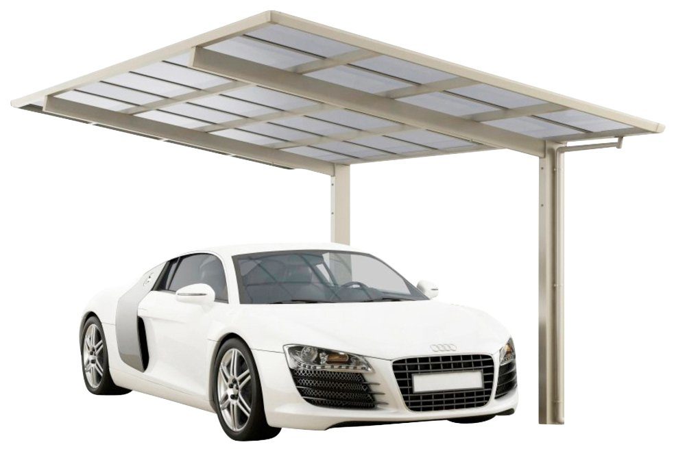 60 Typ Aluminium Linea Einzelcarport cm, Einfahrtshöhe, 243x556 Ximax Sonderlänge/Breite BxT: XS-Edelstahl-Look, 240 cm