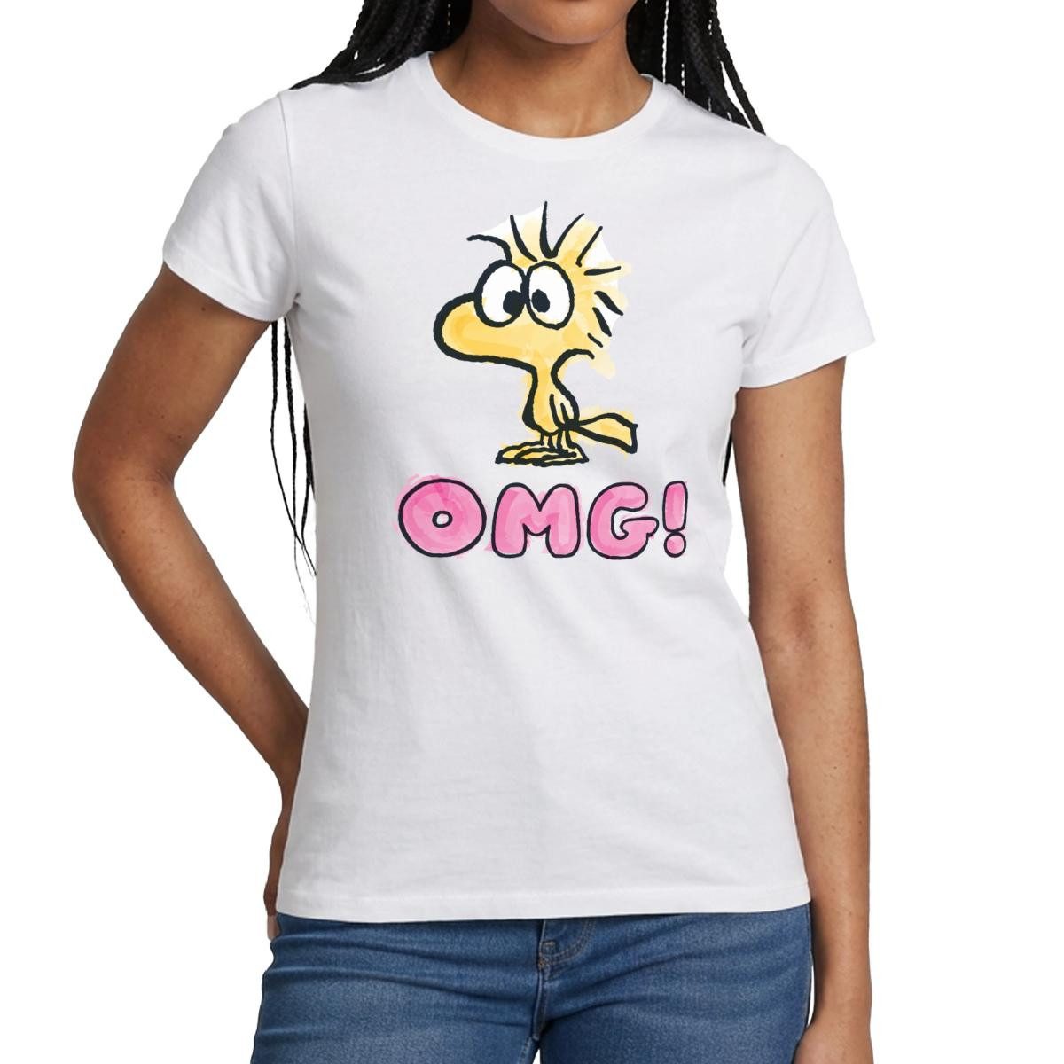 Spreadshirt T-Shirt Peanuts Woodstock OMG Oh Mein Gott Frauen T-Shirt (1-tlg)