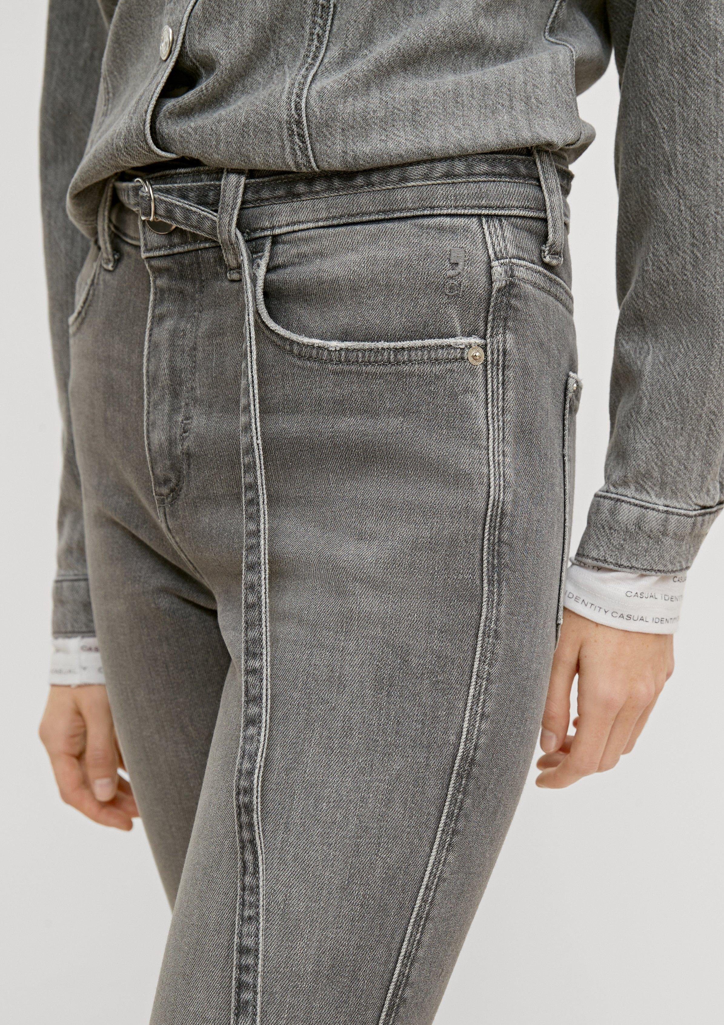 comma casual Waschung 7/8-Jeans identity Slim: Saum Jeans mit ausgefranstem