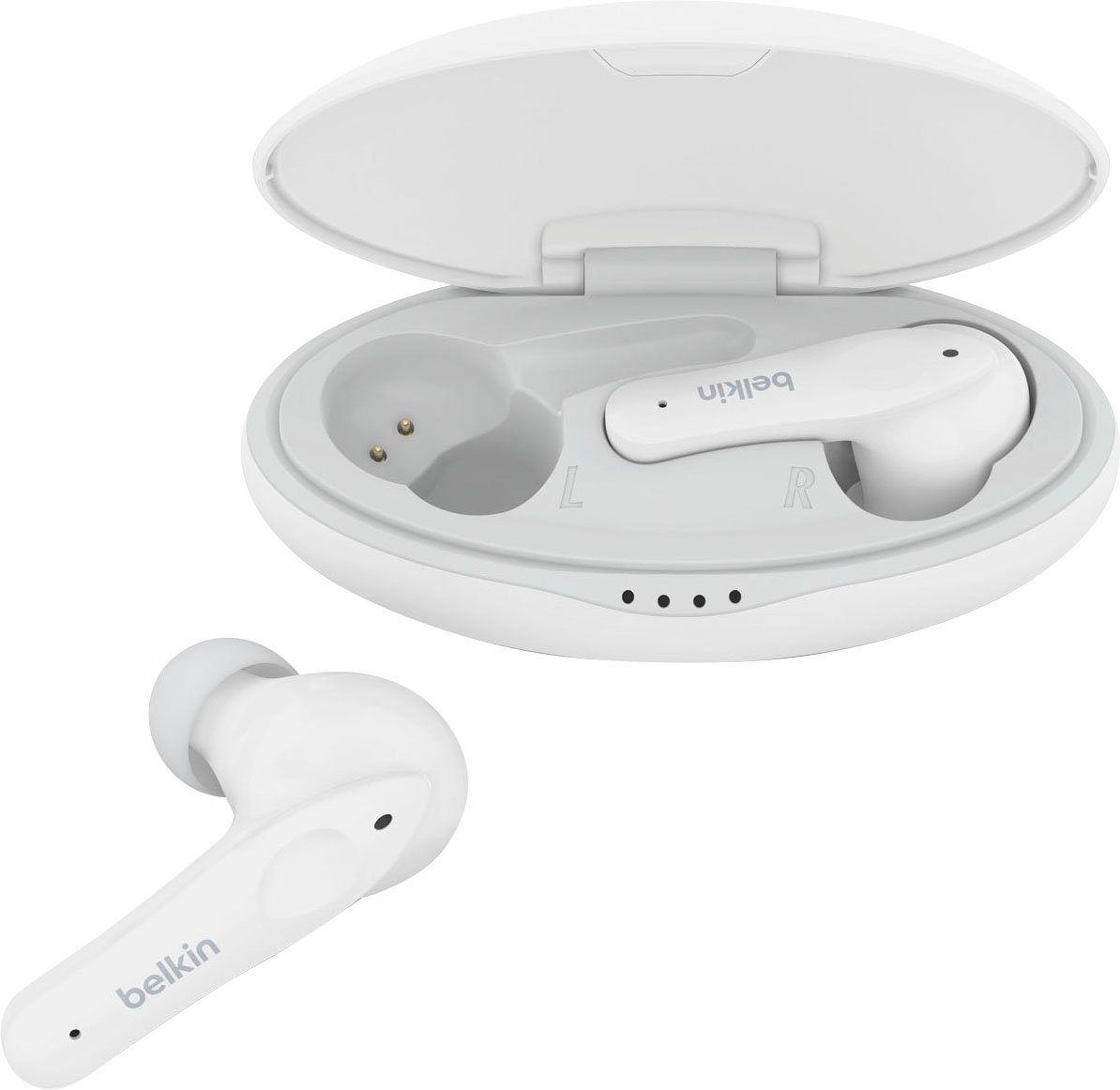 dB Kopfhörer In-Ear-Kopfhörer SOUNDFORM (auf - weiß 85 am Kopfhörer) begrenzt; Kinder wireless NANO Belkin