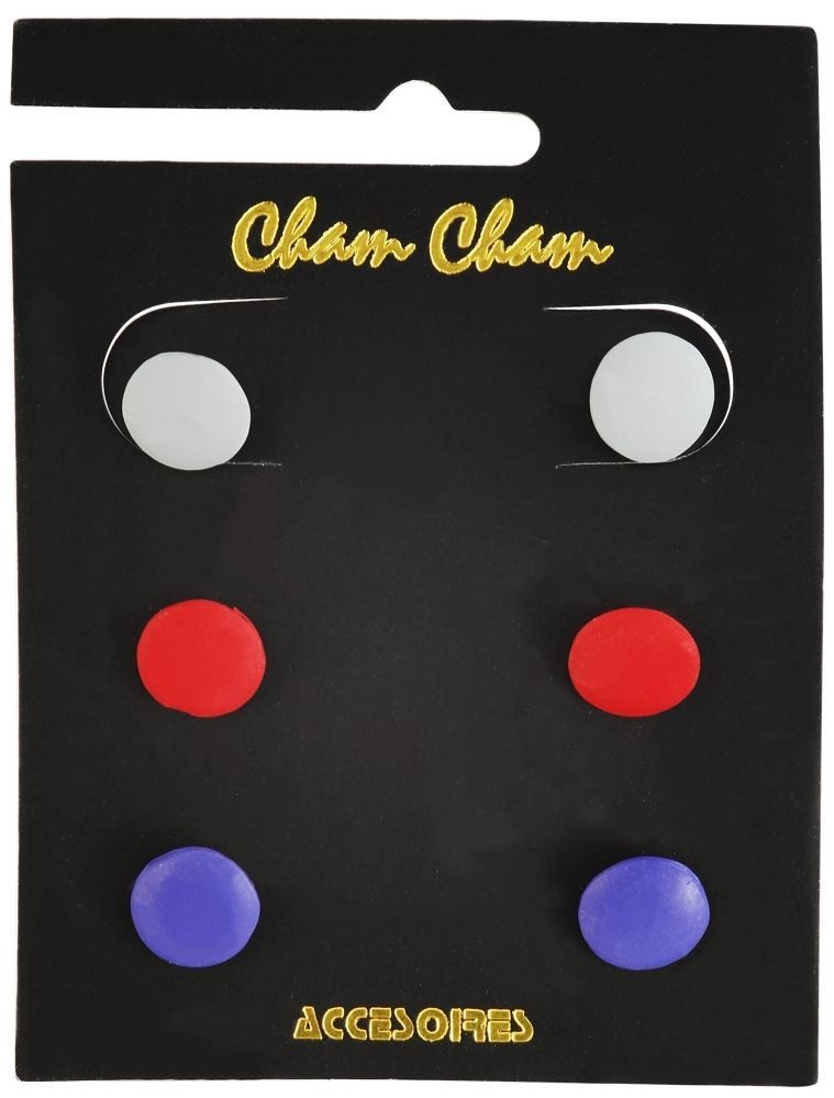 Cham Cham Ohrring-Set 030908100002 3-teiliges Set, Mehrfarbige, runde & flache Stecker (Paar)