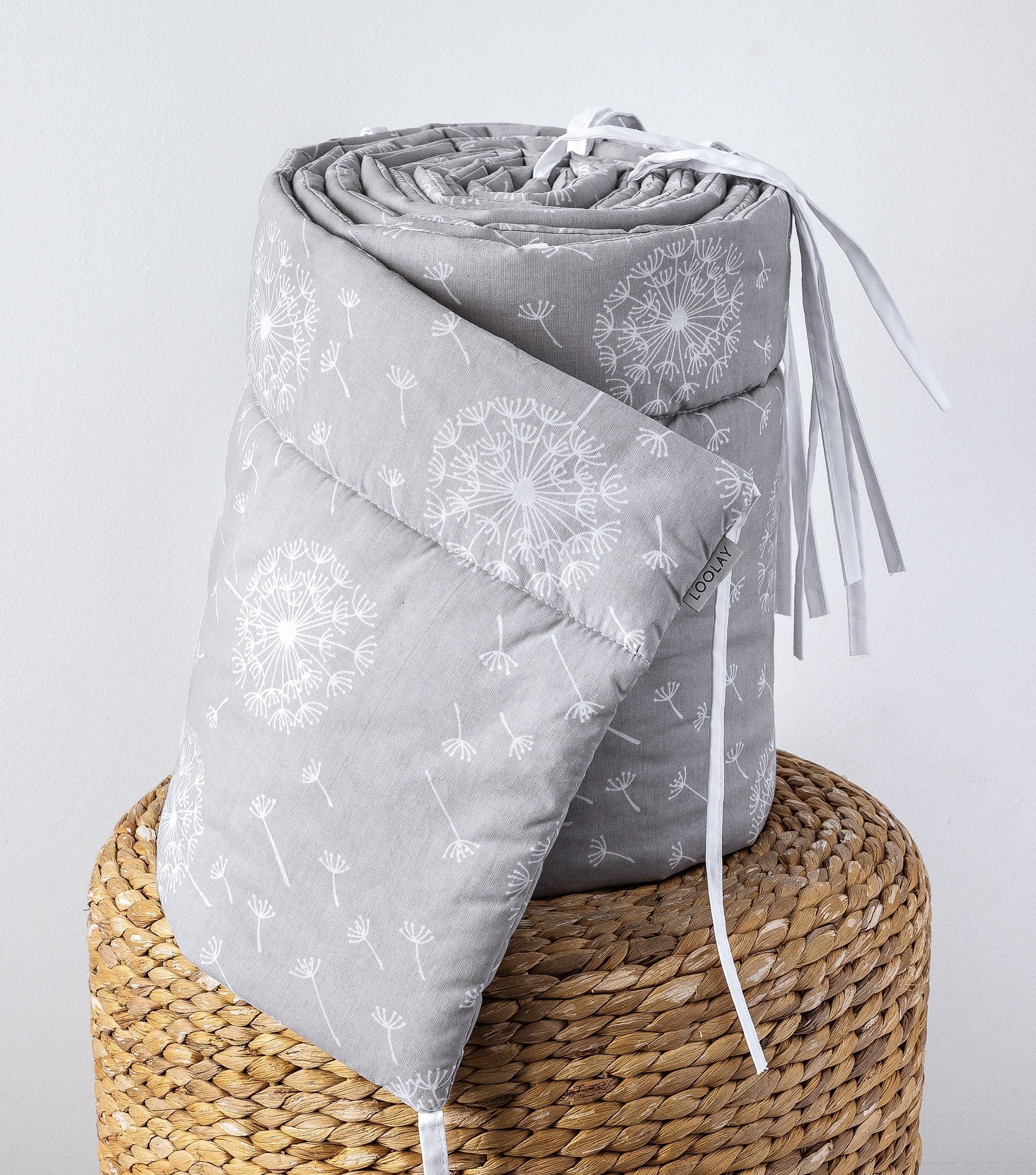 Loolay Bettnestchen GRAU WEIß Baumwolle BETTUMRANDUNG Babybett 420, 360, 21 günstig online kaufen