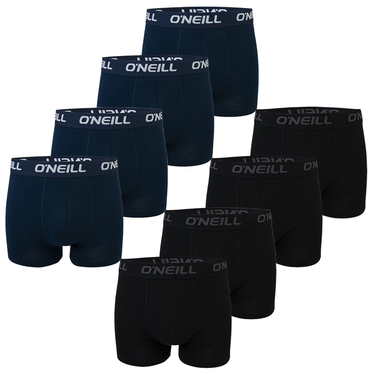 O'Neill Boxershorts Men boxer O'Neill plain Multipack (8-St) mit Logo Webbund 4x Black (6969P) & 4x Marine Marine (4949P)