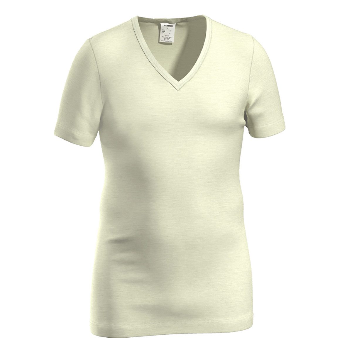 HERMKO Unterziehshirt 40488 Merinowolle/Tencel kurzarm Shirt mit V-Ausschnitt hergestellt in EU
