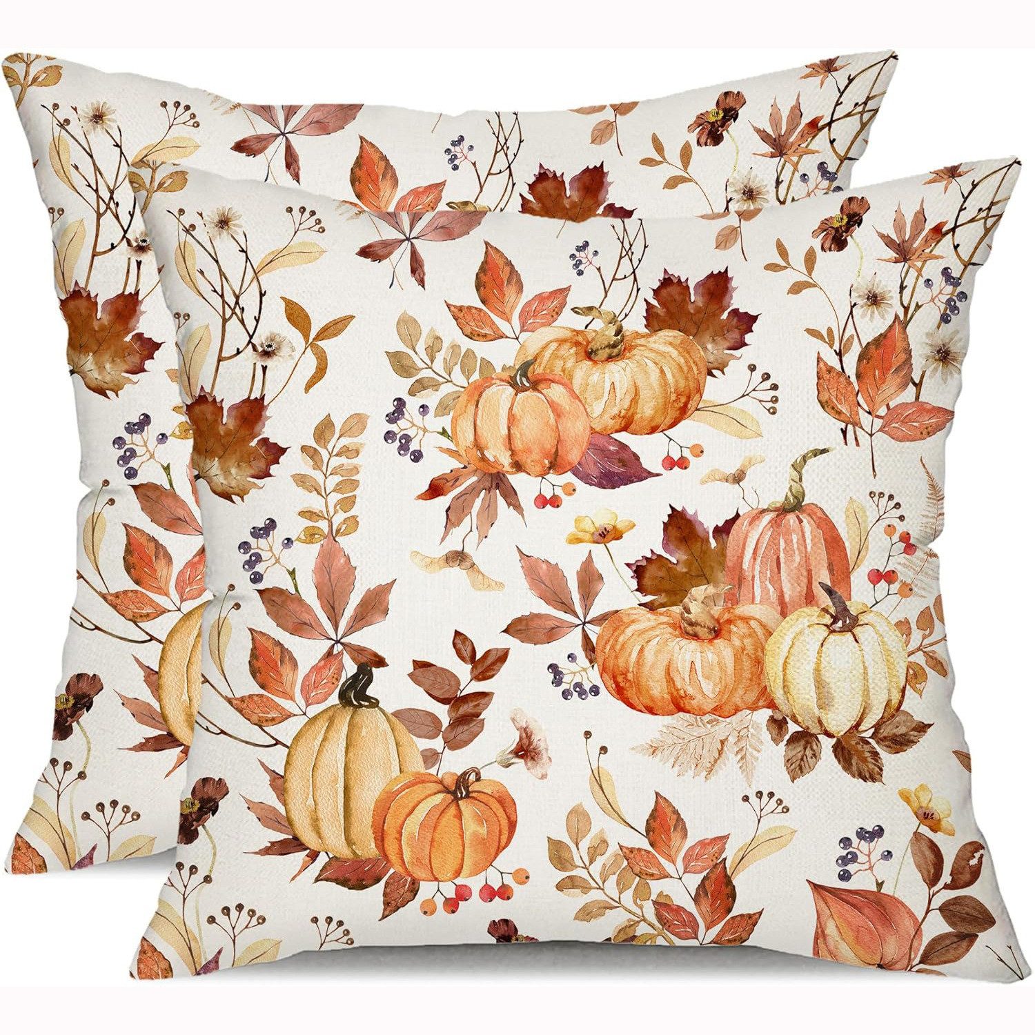 Sorvyzxn Kissenbezug Kissenbezug Herbst 45x45 2er Set Landhausstil Deko Leinen Kissenhüllen, für DekoSofa Home Garten Schlafzimmer Dekokissen Kissenbezüge