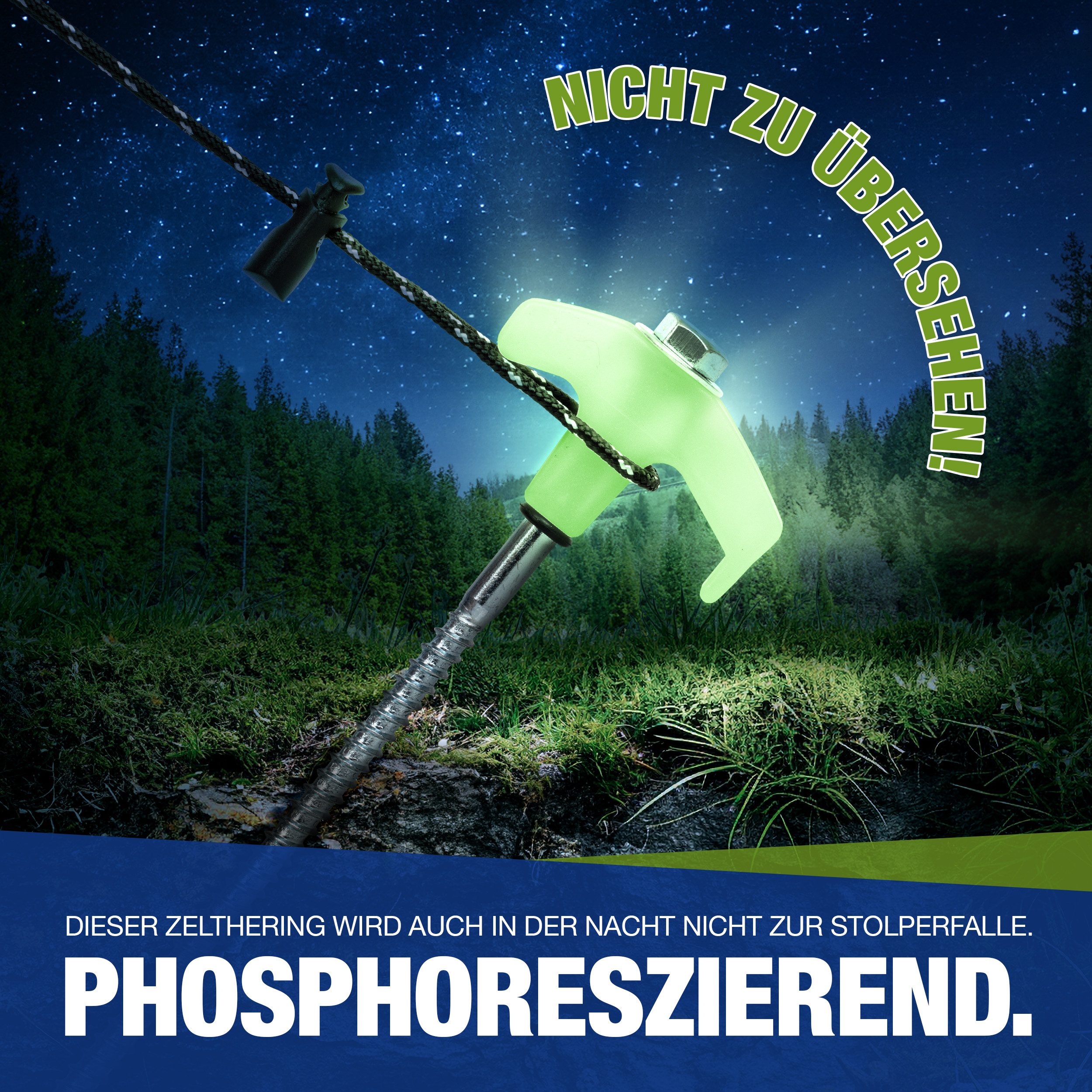 NTG Nutzfahrzeug Technik GmbH Zelthering mit Gewinde 22 Stück, Adapter für Akkuschrauber, auch für Steinboden, (22-St), Rostschutz durch verzinkung