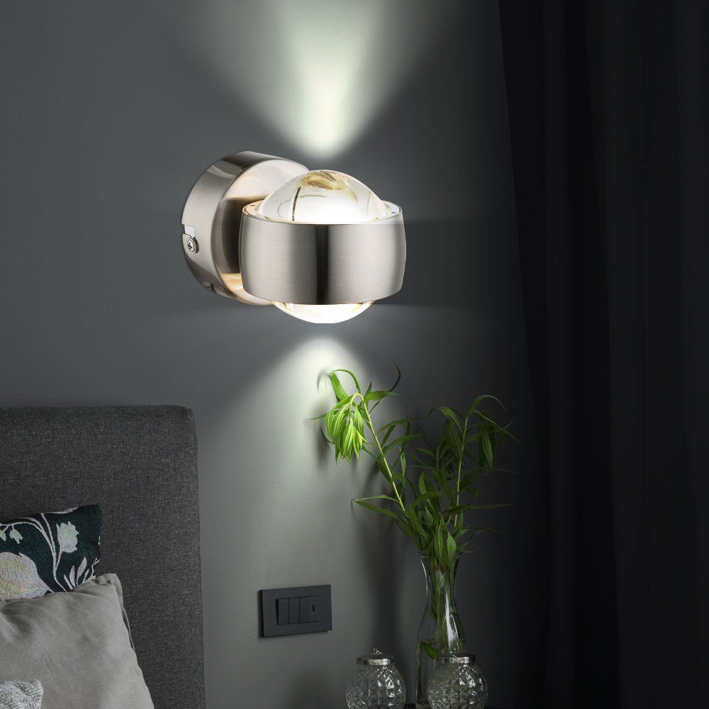 verbaut, fest Globo Flammig LED-Leuchtmittel Flurlampe Warmweiß, Up 2 LED Wandlampe Wandleuchte, Wandleuchte LED Down