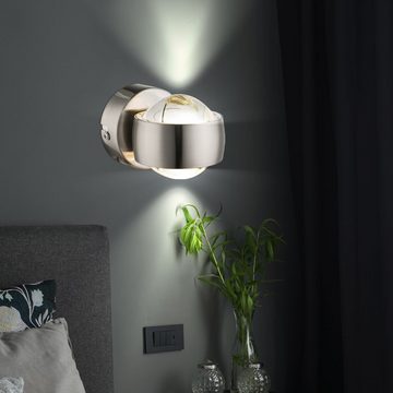 etc-shop LED Wandleuchte, LED-Leuchtmittel fest verbaut, Warmweiß, Hochwertige LED Wand Beleuchtung UP DOWN Strahler Glas Kugel Lampe