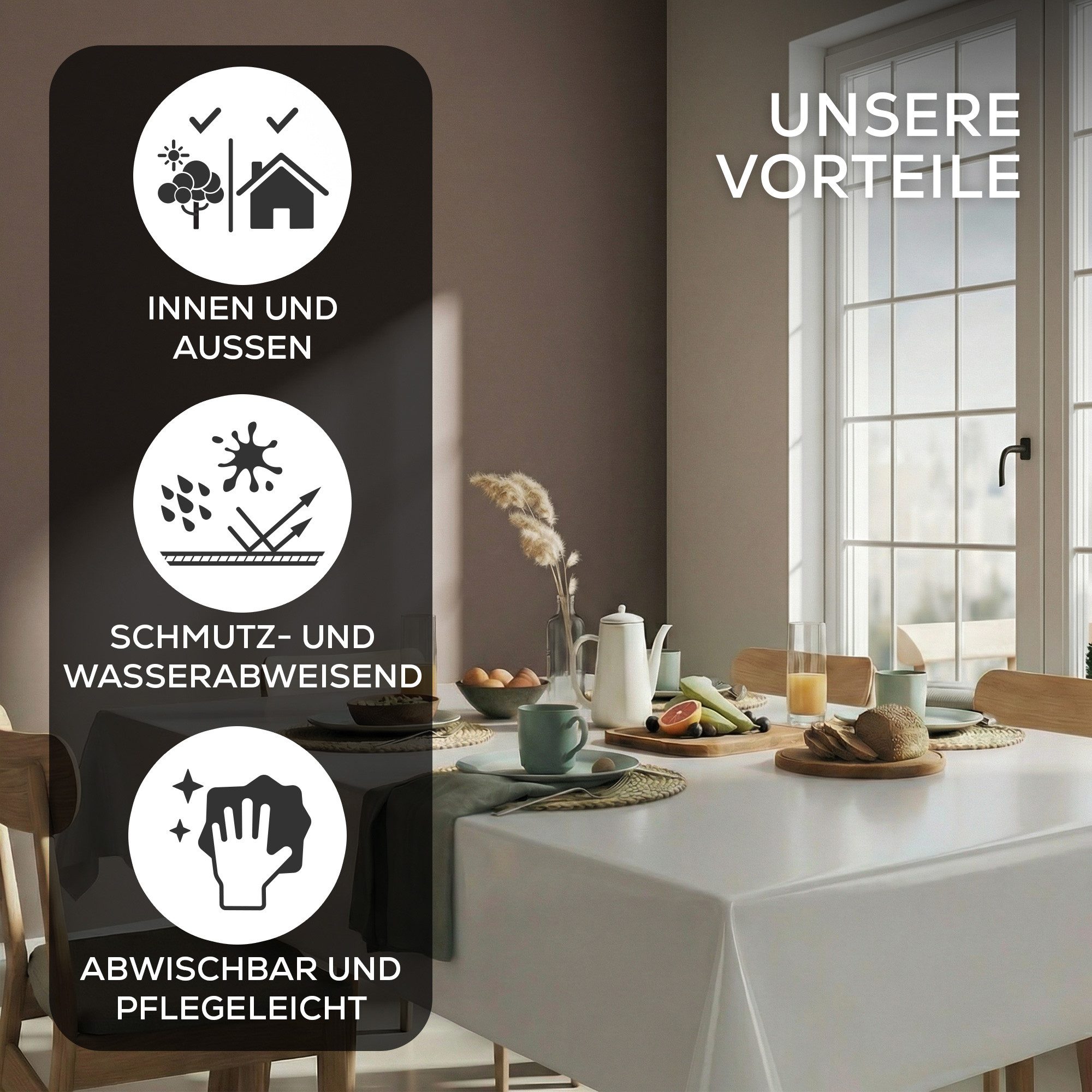 Beautex Tischdecke Uni Wachstuchtischdecke OVAL RUND ECKIG, Wachstuch abwis günstig online kaufen