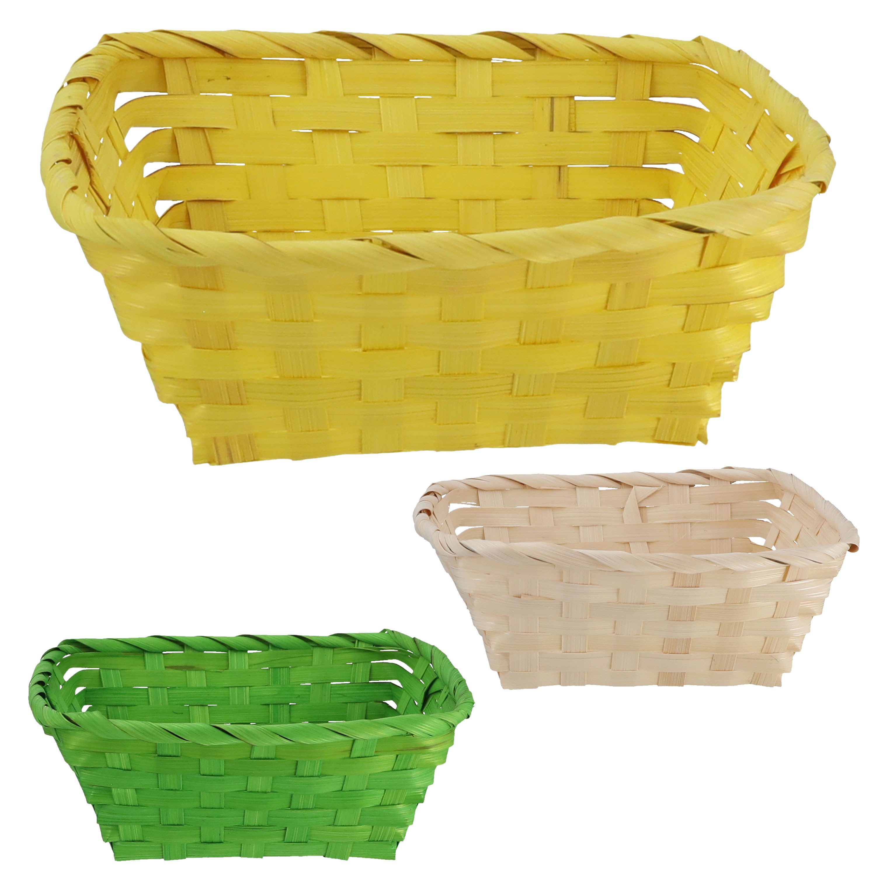 CEPEWA Osternest Osterkorb 3er Set rechteckig natur grün gelb Bambus 20x8x13cm Ostern