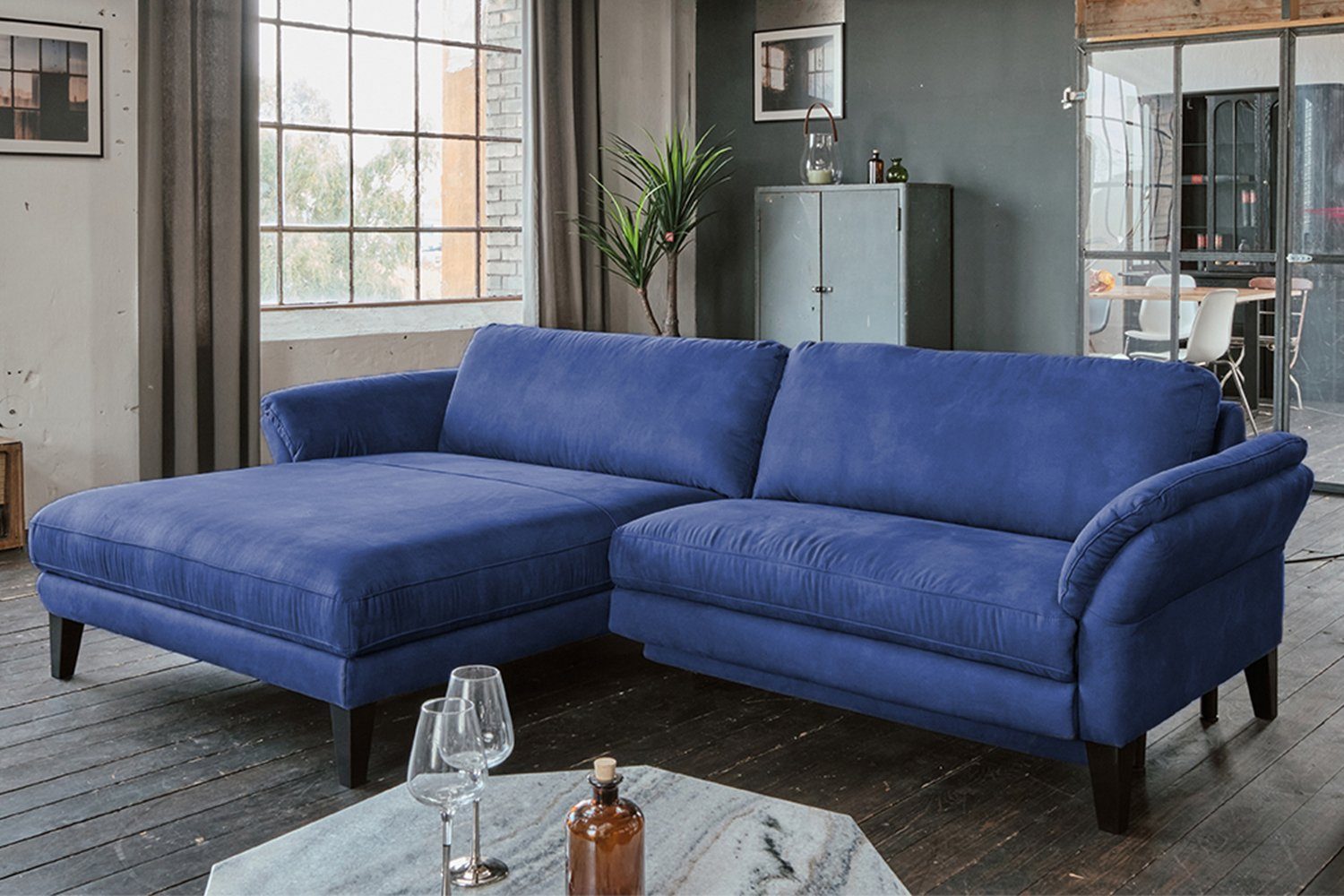 KAWOLA Ecksofa MALTA, Stoff, Farben Sofa versch. blau Ausführungen versch. und