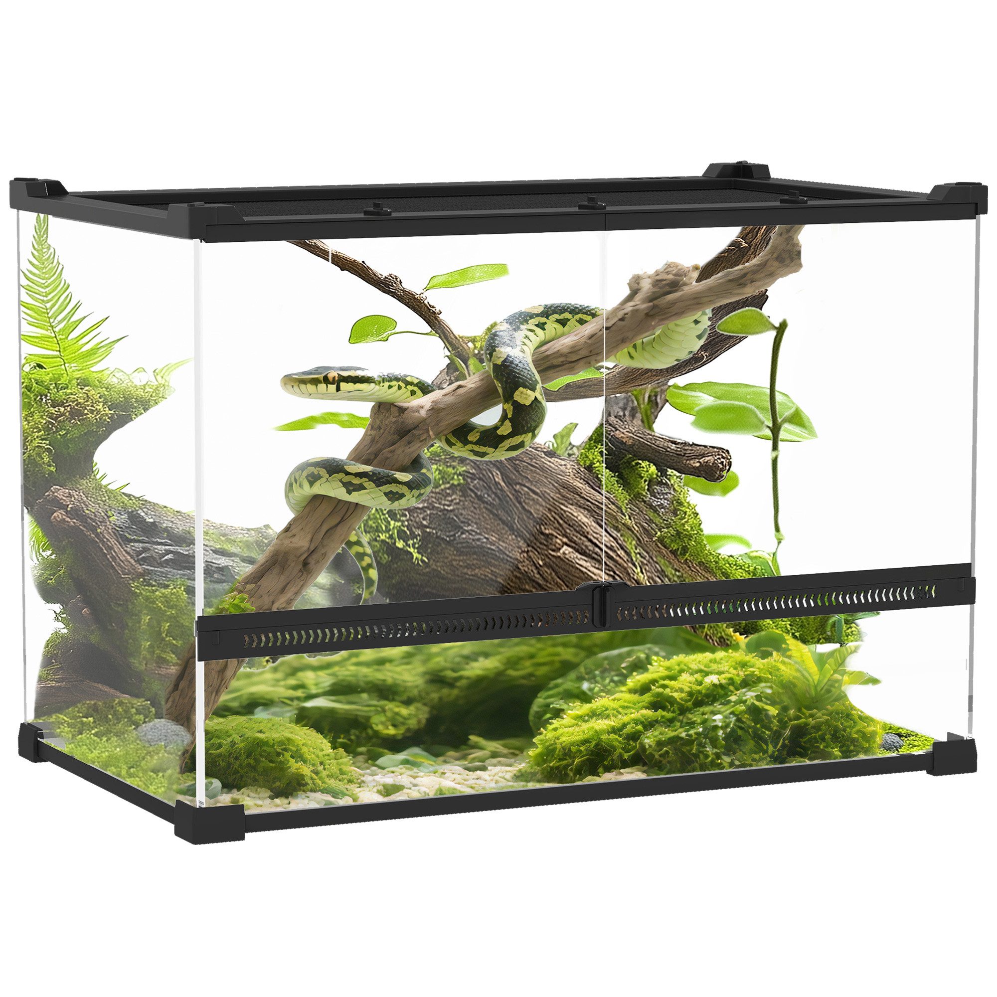 Terrarium mit Frontbelüftung, ausbruchsicherer Drehverschluss