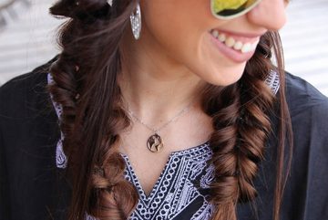 styleBREAKER Edelstahlkette (1-tlg), Edelstahl Halskette mit Weltkarte Anhänger