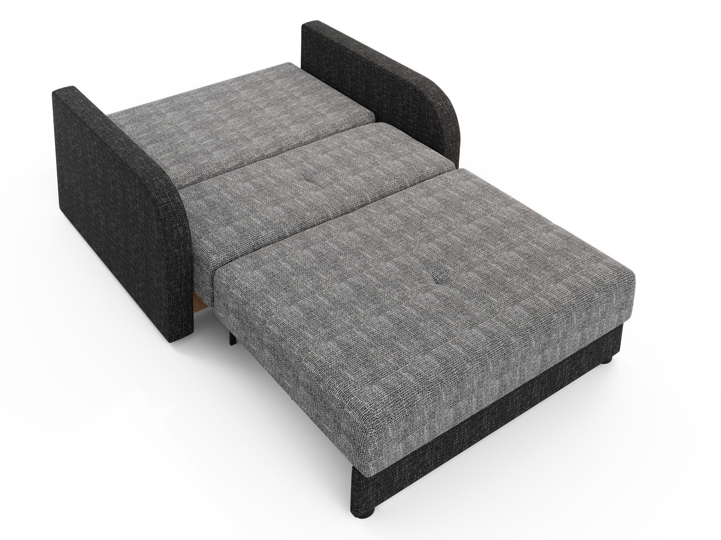 COUCH mit + Dunkelgrau TWICE Bettkasten Hellgrau 120cm und Schlaffunktion Sofa Schlafsofa, pressiode