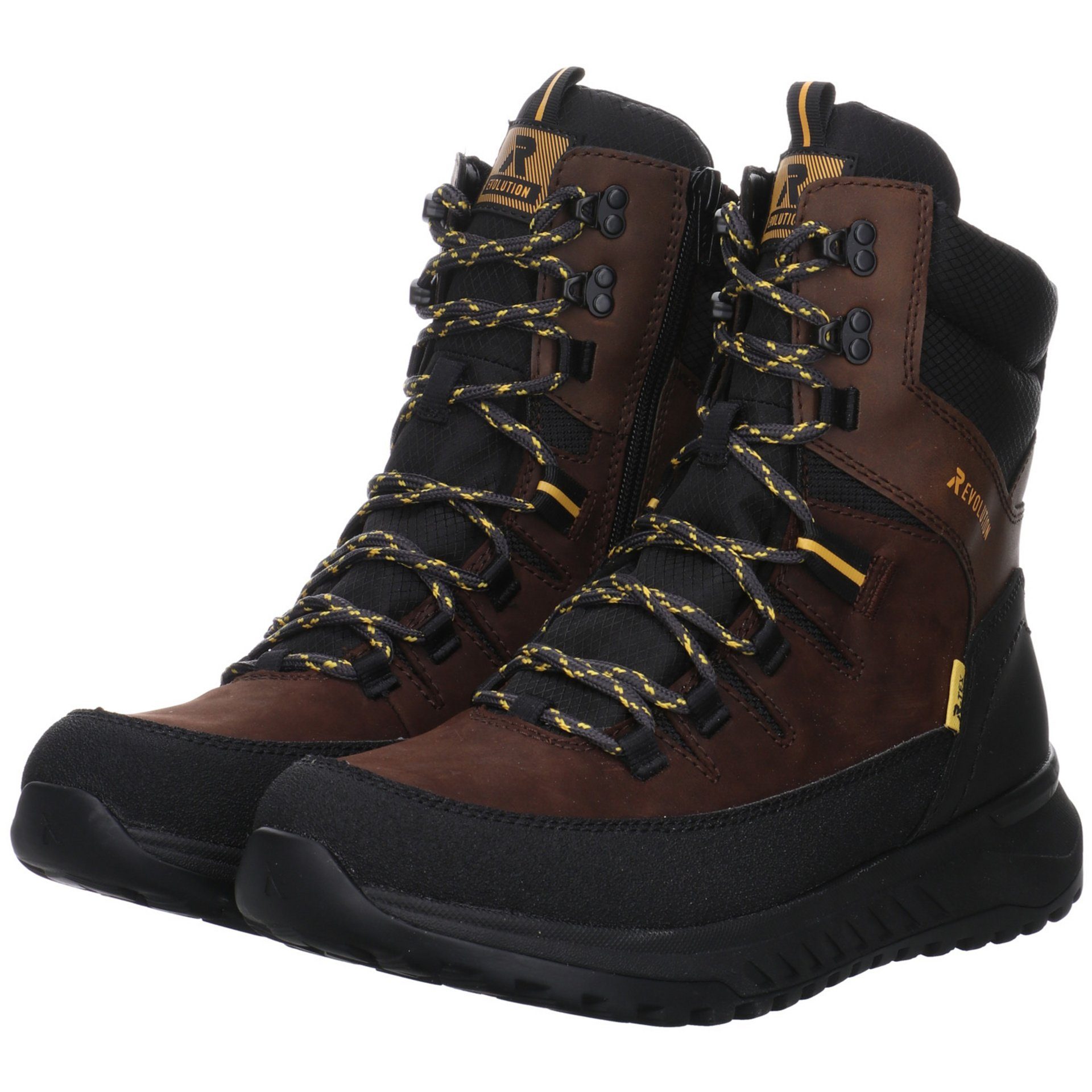 Rieker Herren Elegant Freizeit dunkel Schuhe Boots Snowboots Leder-/Textilkombination braun Winterstiefel