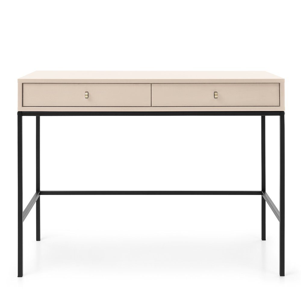 Lomadox Sekretär MALAGA-160, Sekretär in sandbeige, Fußgestell schwarz, goldene Griffe