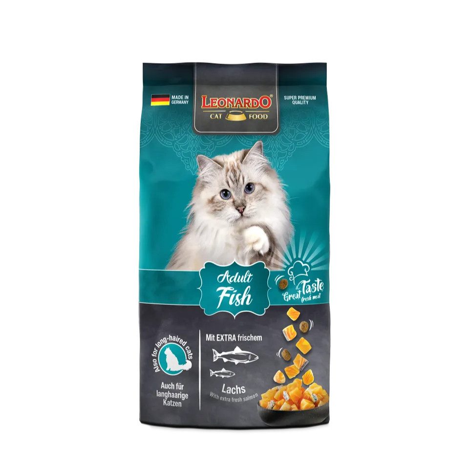 Leonardo Catfood Adult Fish - leicht verdauliches Trockenfutter mit frischem Lachs, Trockenfutter für: Katzen