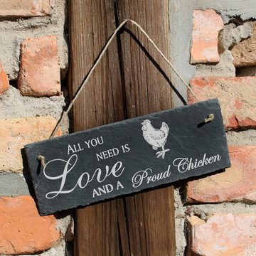 Dekolando Hängedekoration stolzes Huhn 22x8cm All you need is Love and a Proud Chicken